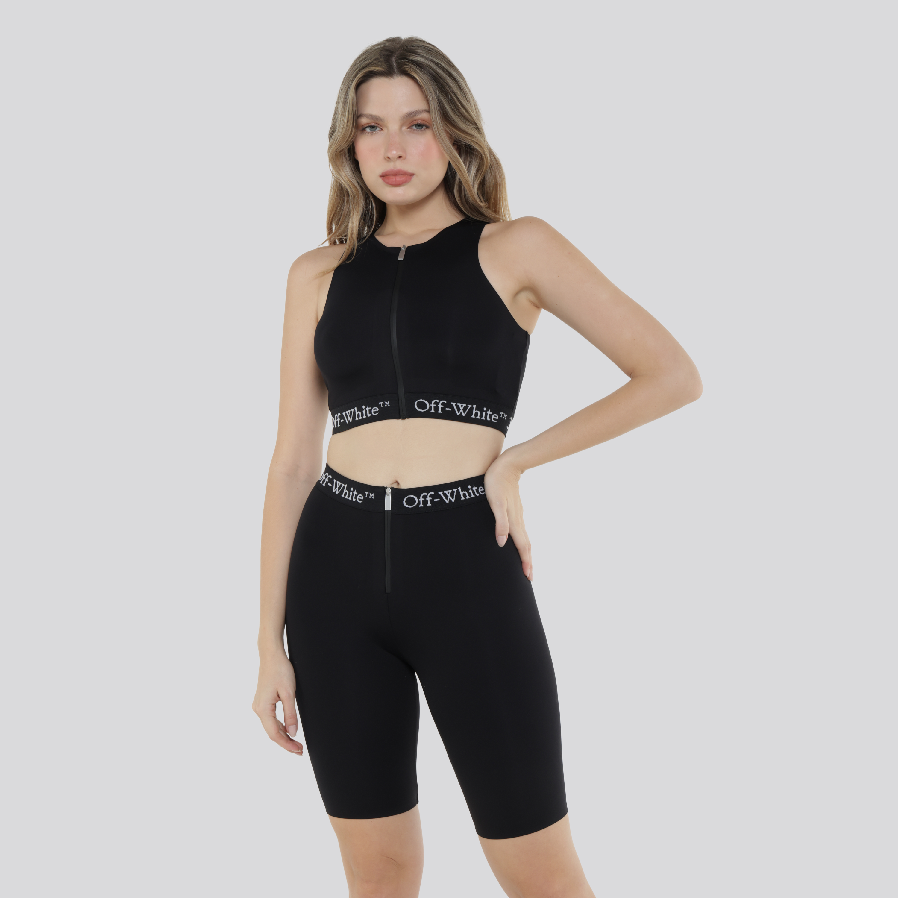 Shorts Negro Off-White Logoband Zipped