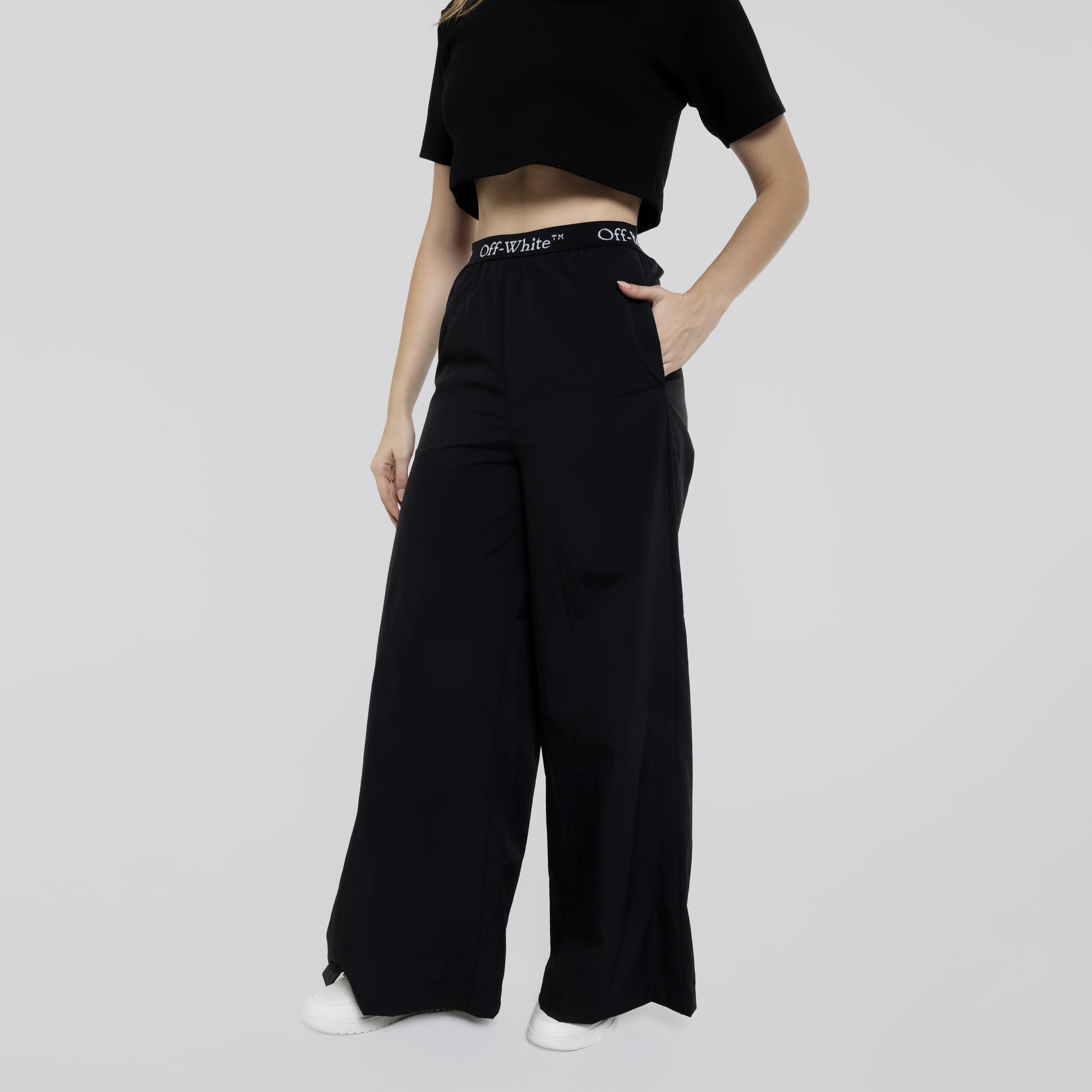 Pantalón Negro Off-White Logoband Nylon