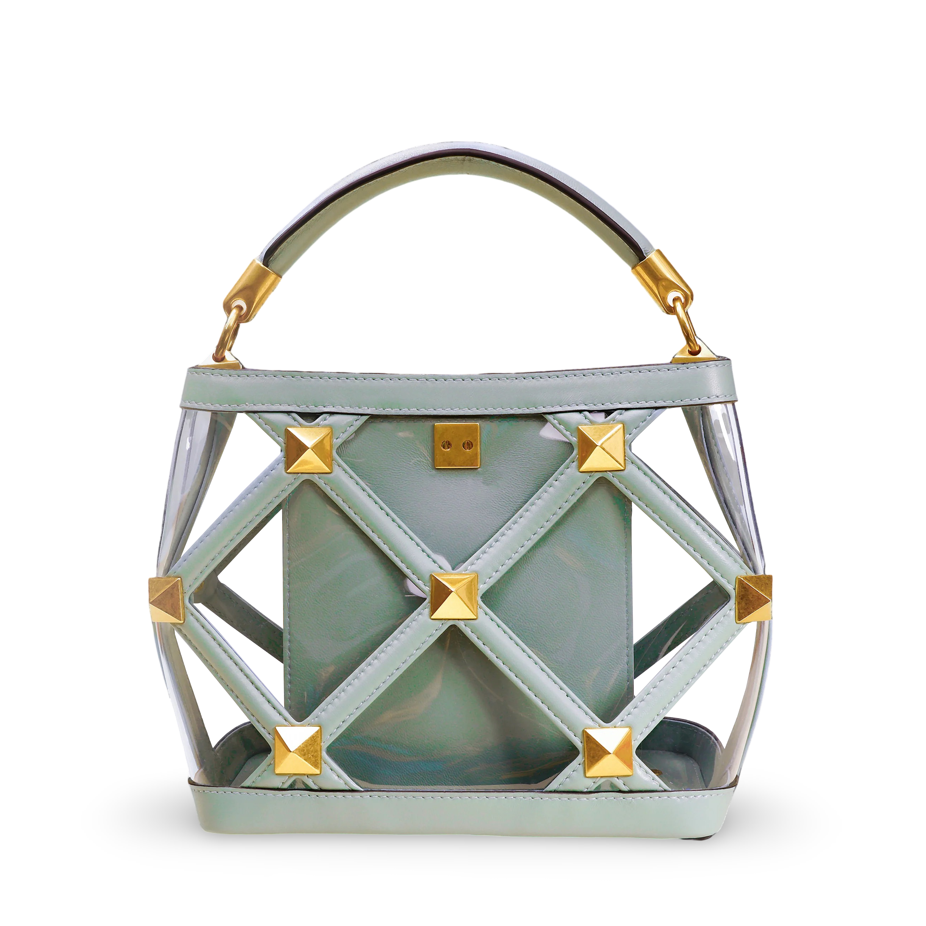 Bolso Verde Transparente Valentino Roman Stud