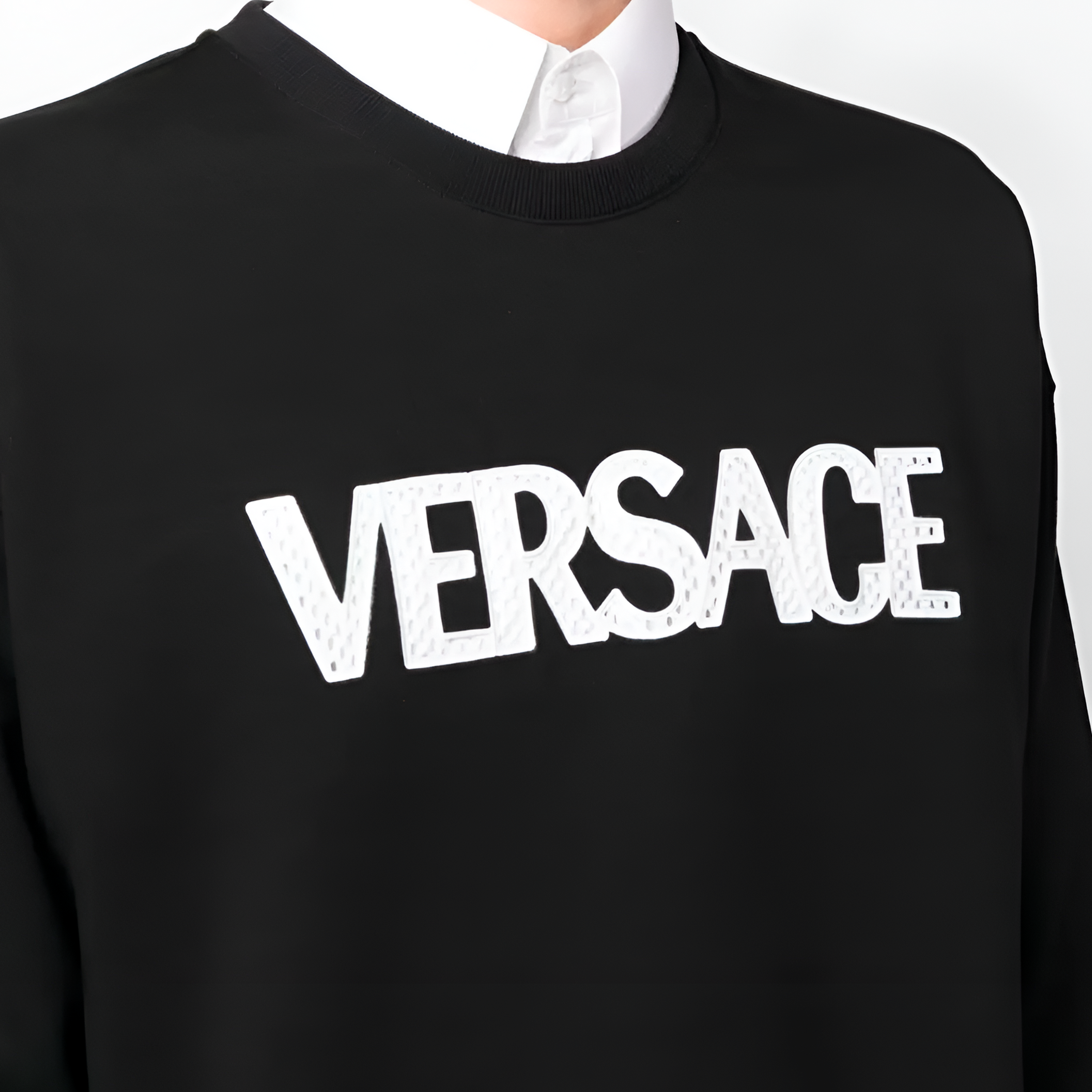Buzo Negro Versace Holes Logo