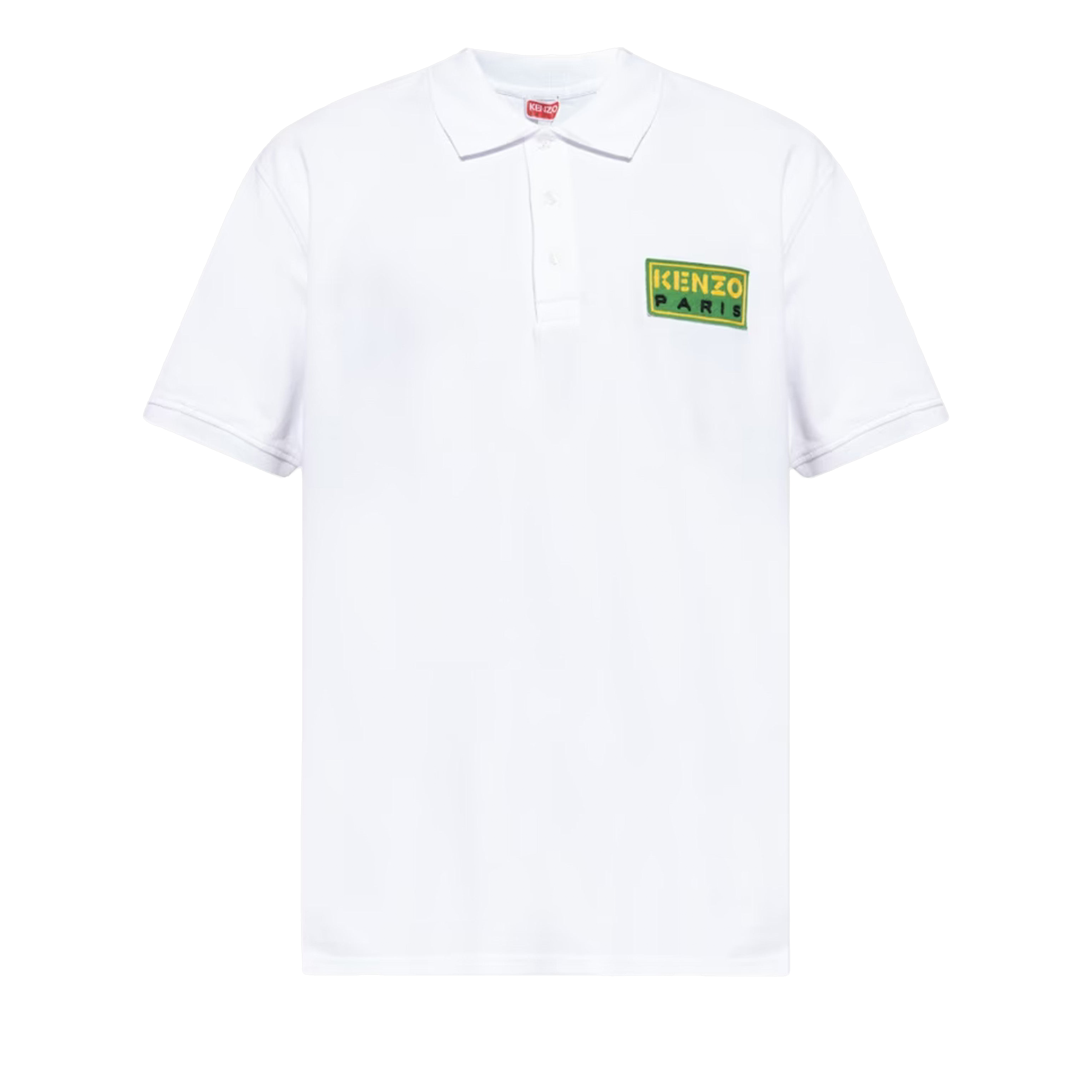 Camiseta Tipo Polo Blanca Kenzo Paris Verde Logo
