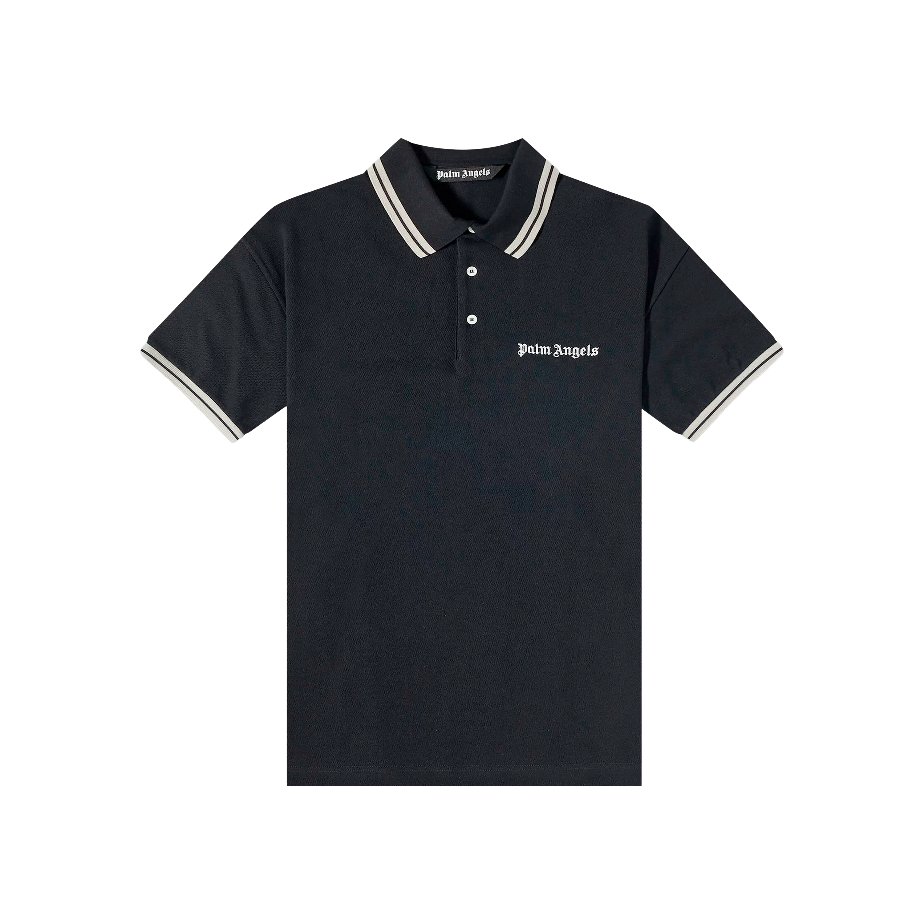 Camiseta Tipo Polo Negro Palm Angels Blanco Classic Logo