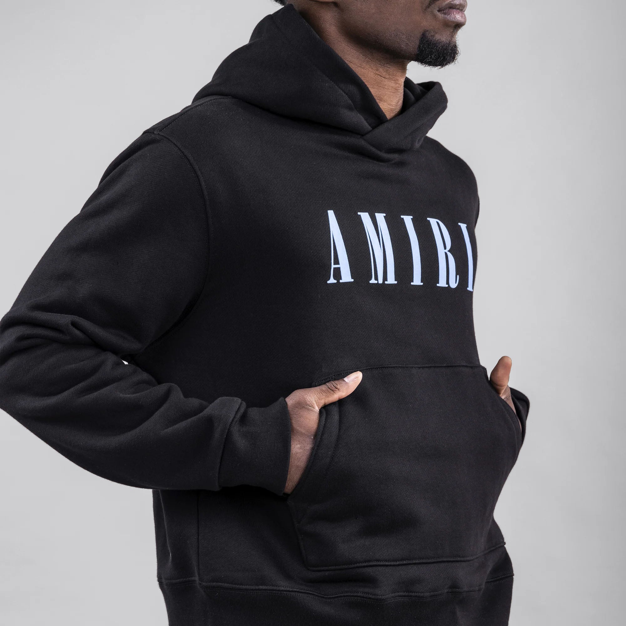 Buzo Tipo Hoodie Negro AMIRI Azul Logo