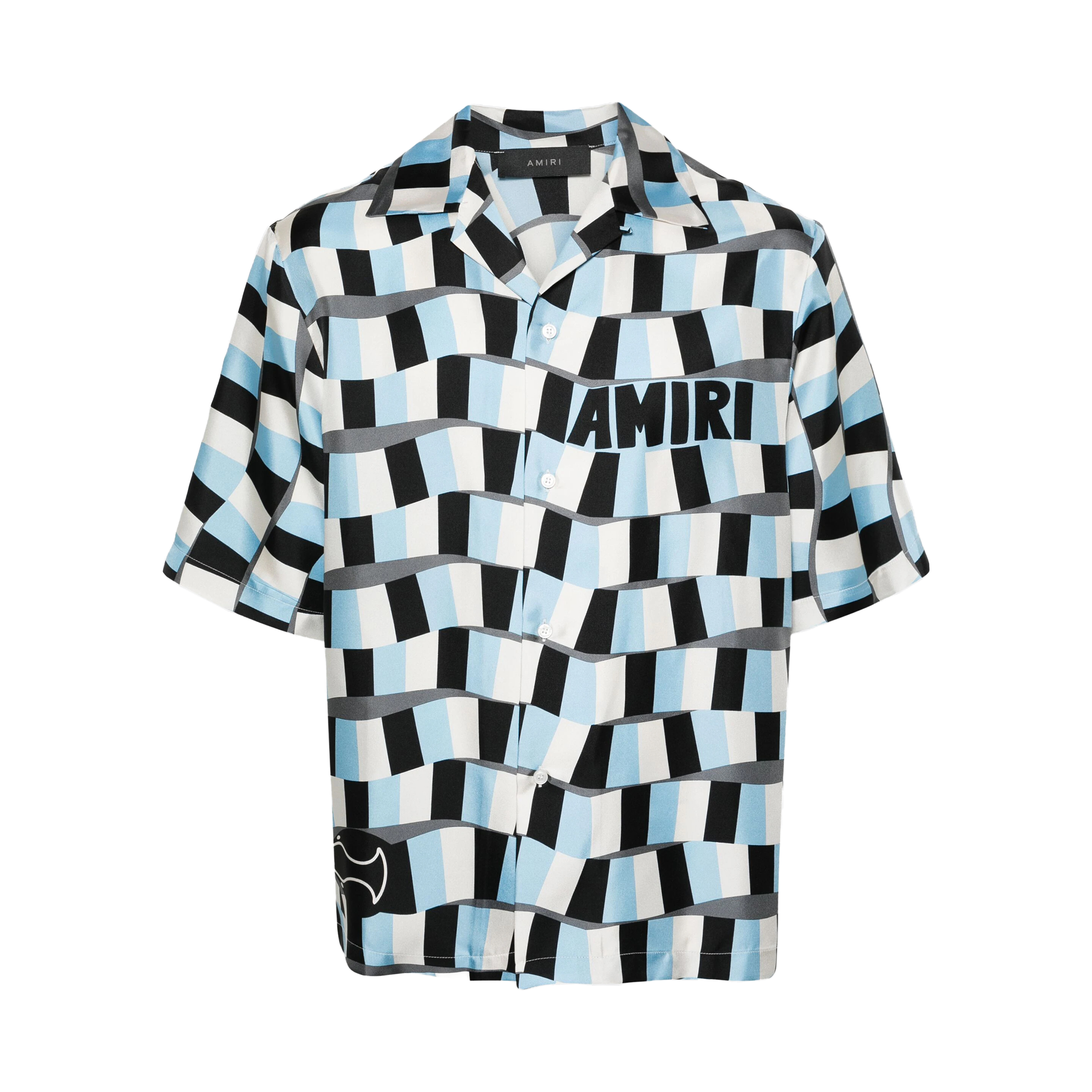 Camisa Celeste AMIRI Checkered Snake Bowling