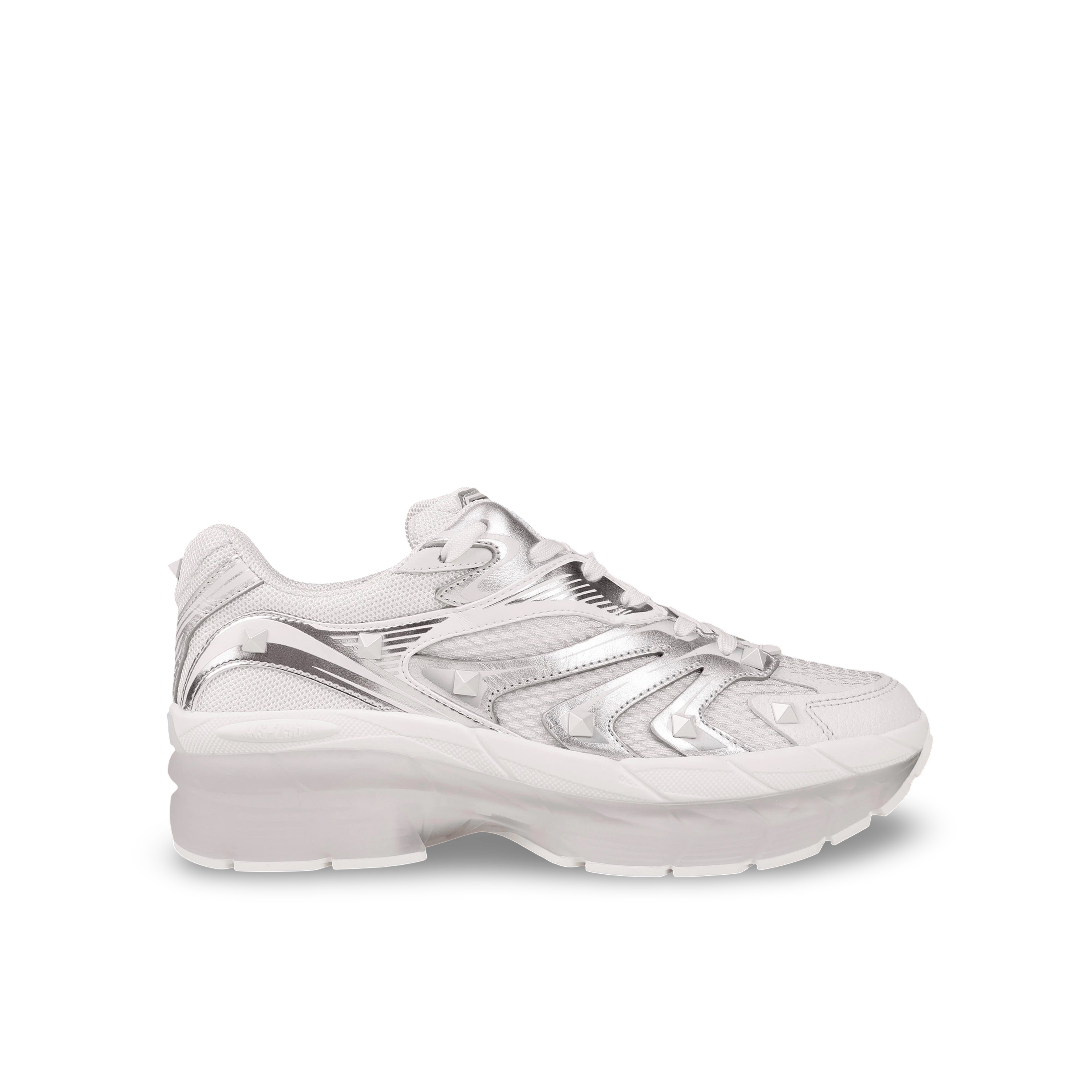 Sneakers White Silver Valentino Ms-2960 Rockstuds