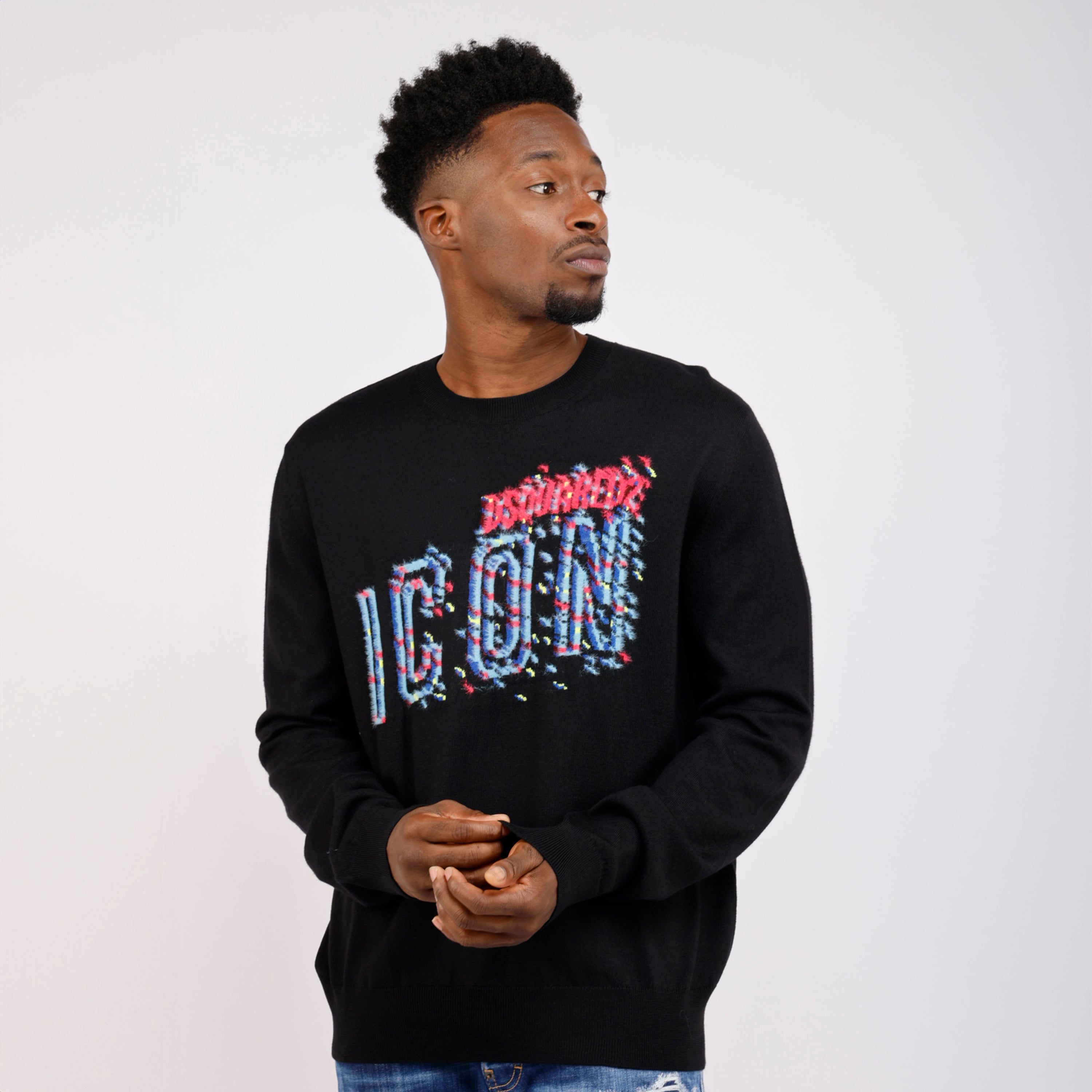 Buzo Negro Dsquared2 Icon Intarsia