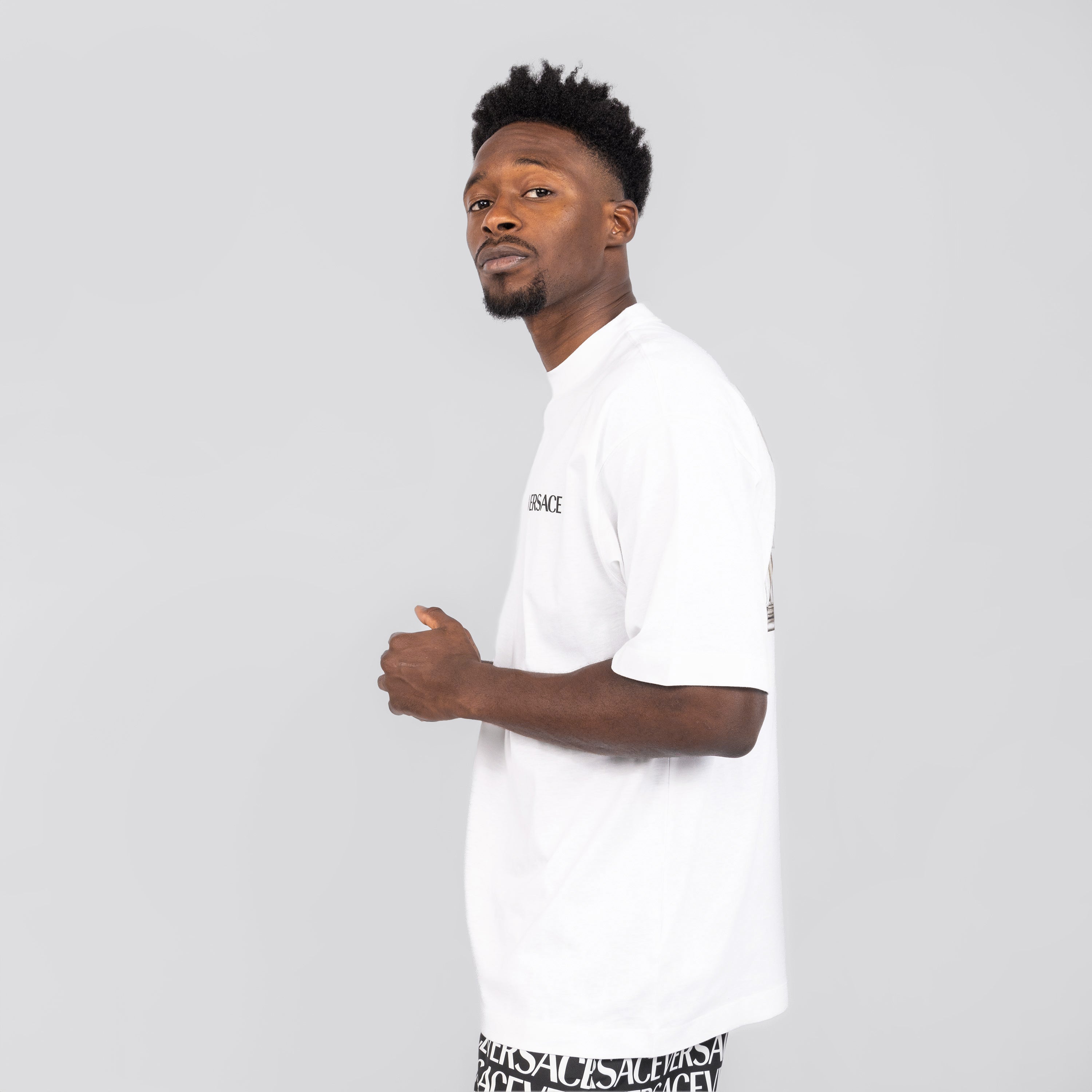 Camiseta Blanca Versace Back Columns