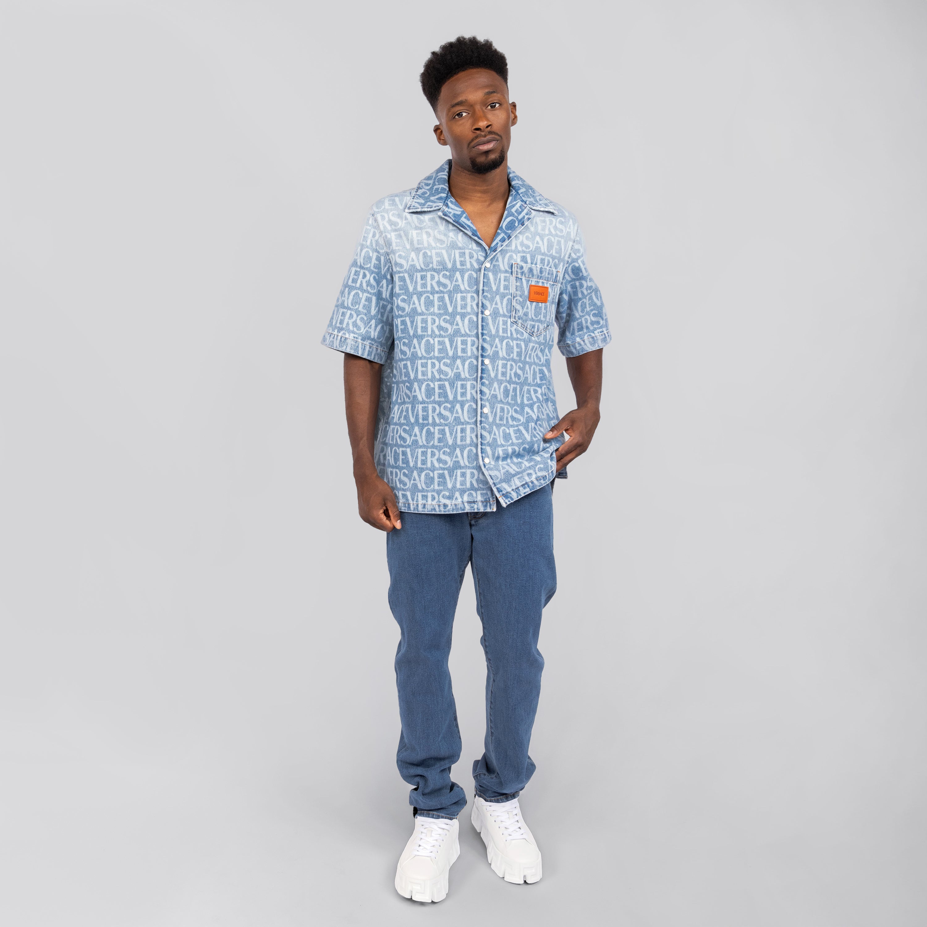 Camisa Celeste Versace Monogram