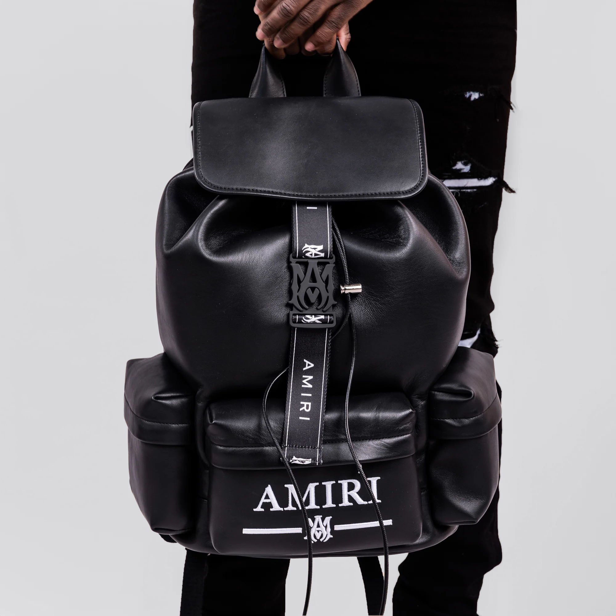 Mochila Negra AMIRI Logo Plaque