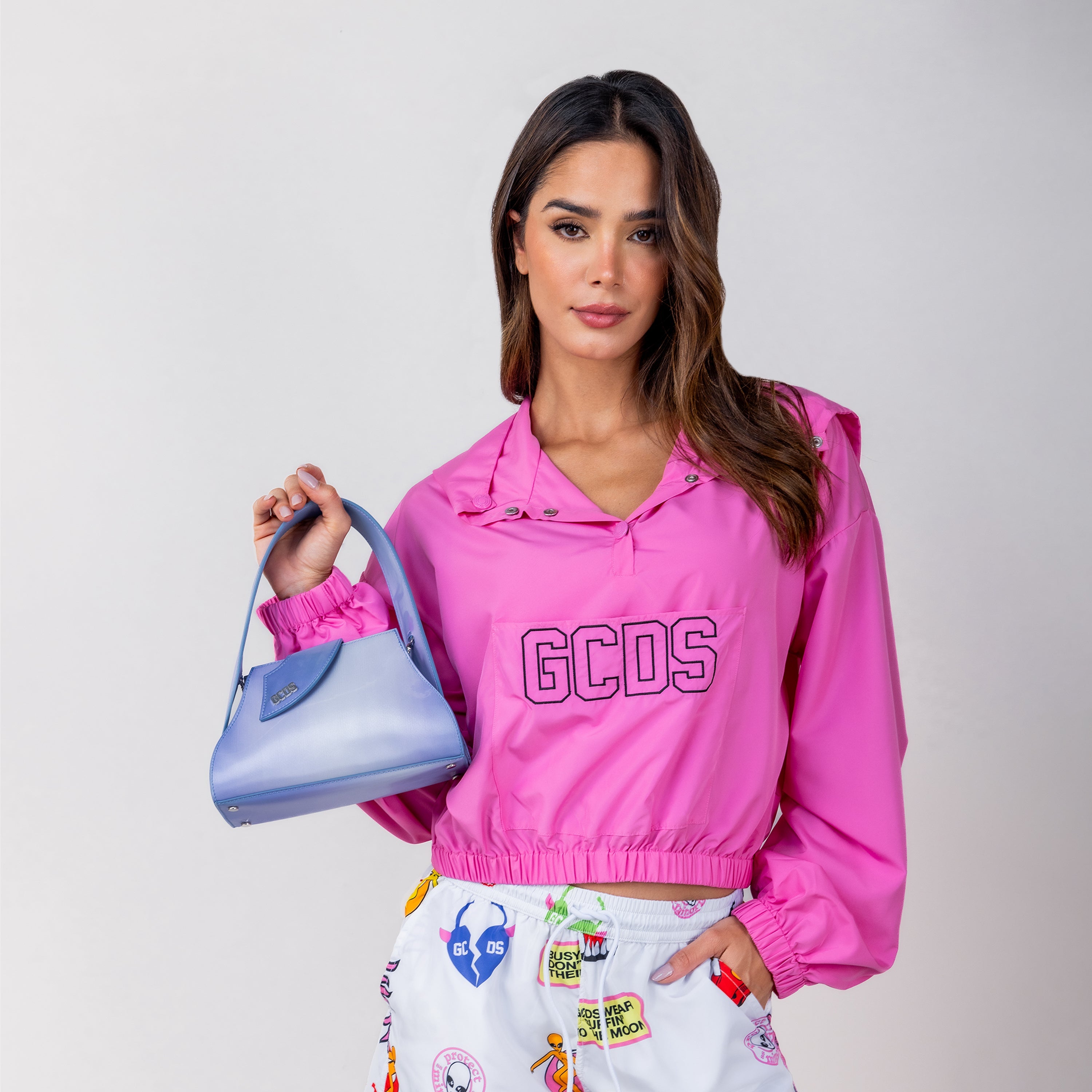 Cartera Morada GCDS Comma Holographic