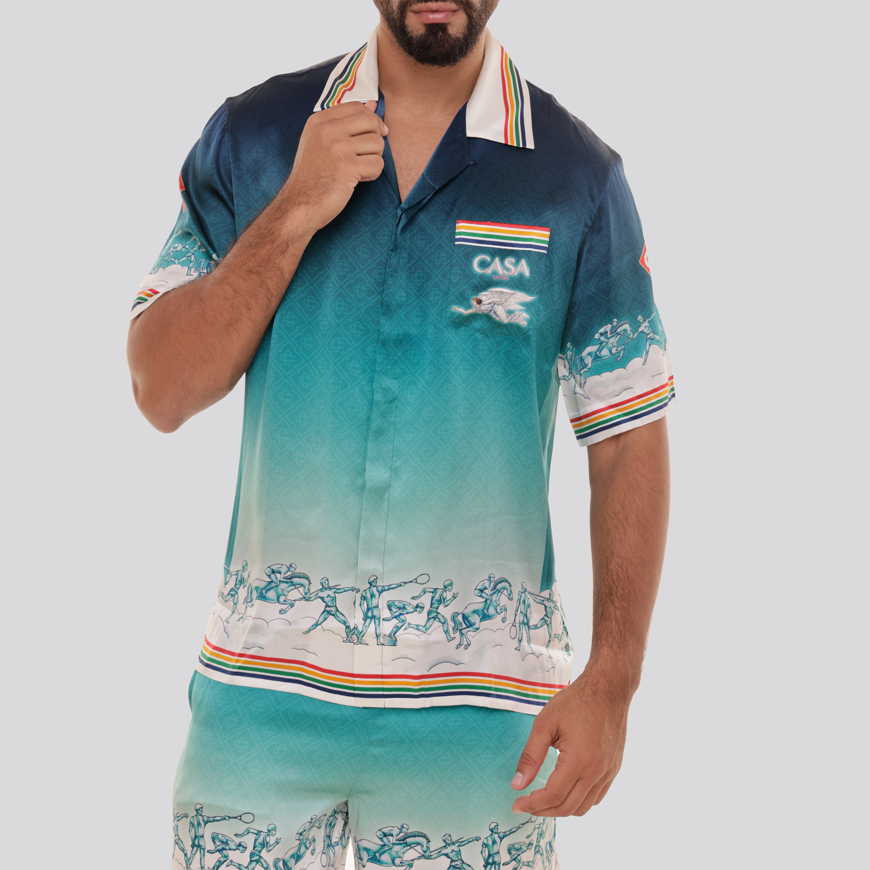 Camisa Azul Casablanca La Déesse Du Stade Silk