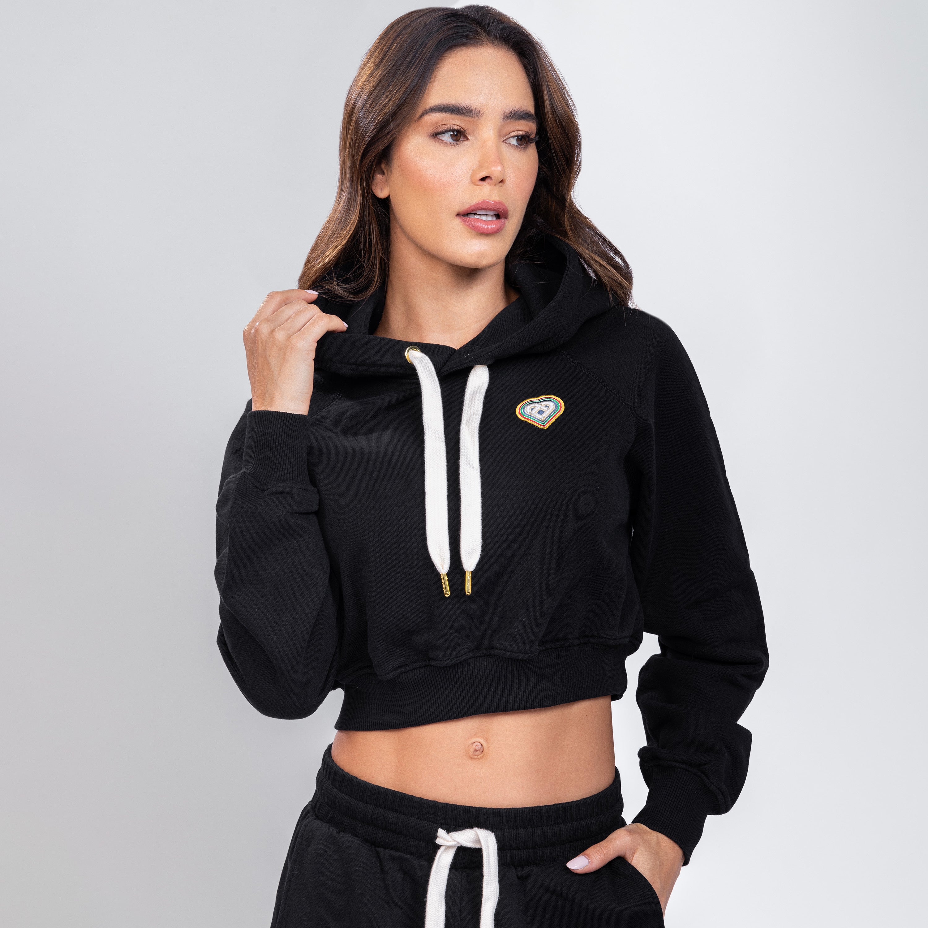 Buzo Tipo Hoodie Negro Casablanca Rainbow Heart Logo