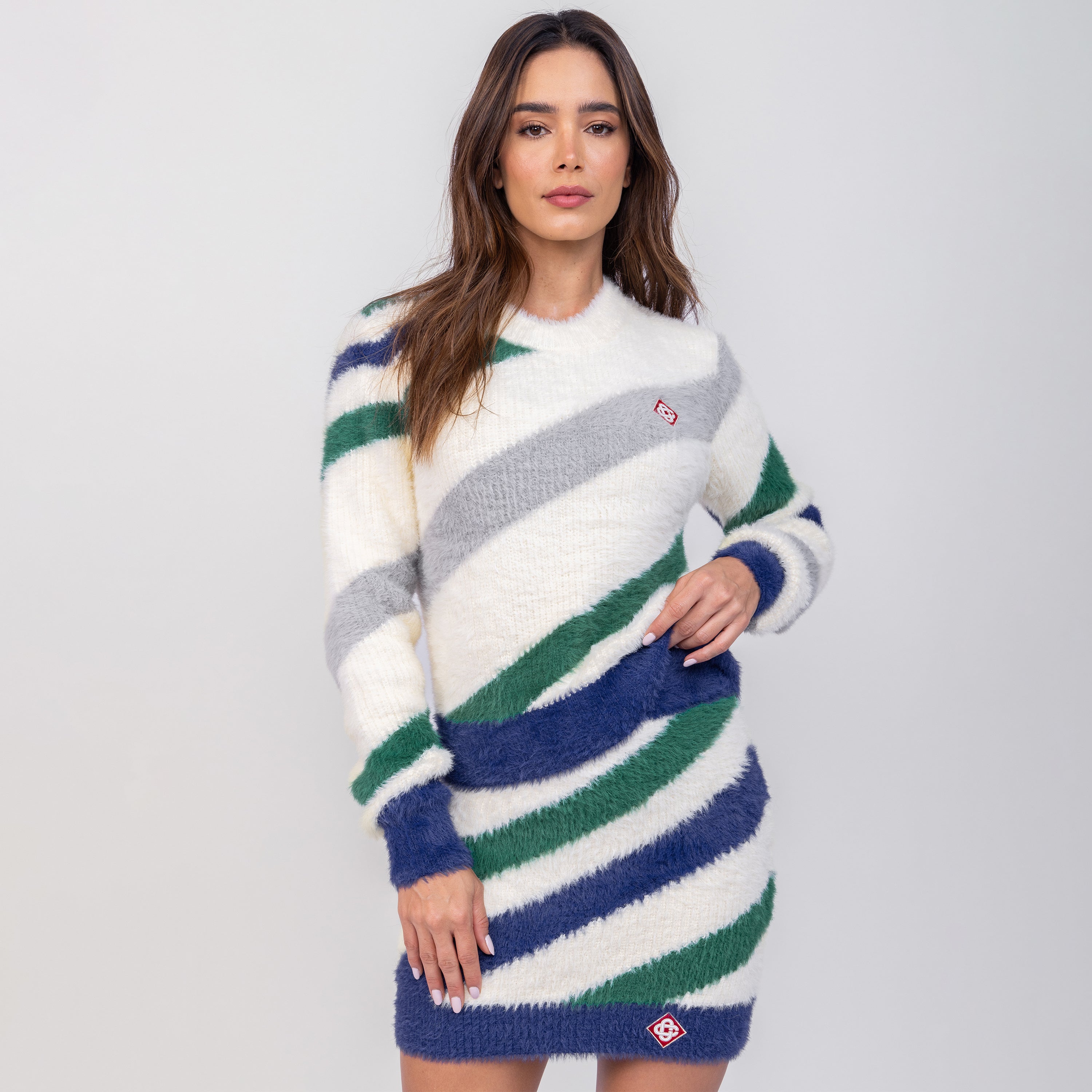 Falda Blanca Casablanca Azul Furry Striped