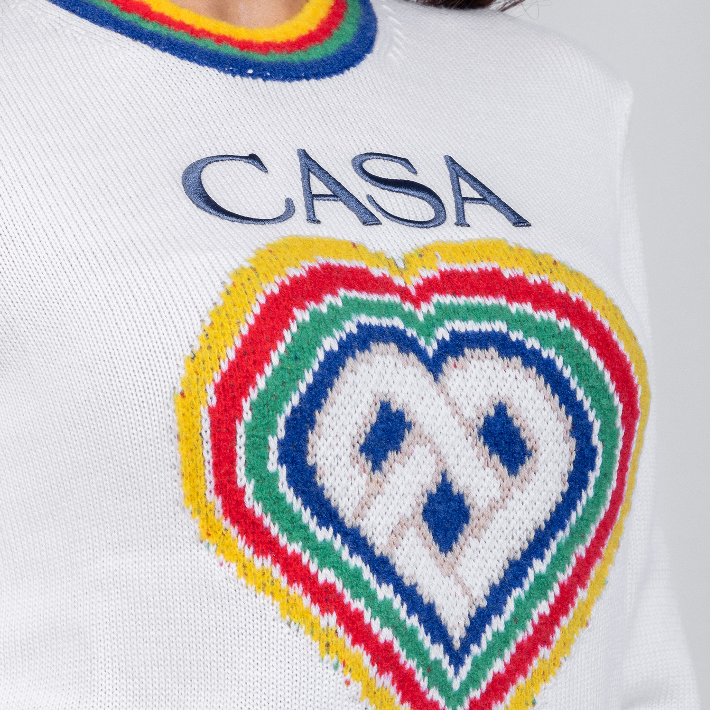 Suéter Blanco Casablanca Heart Rainbow