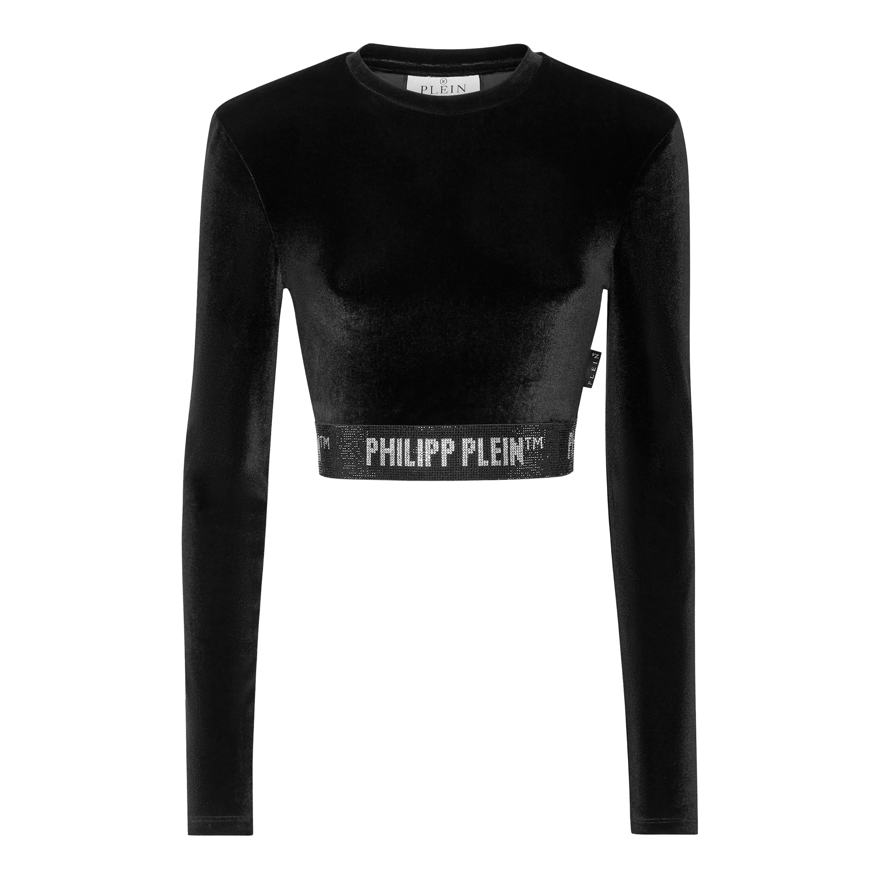 Top Negro Philipp Plein Cropped Crystals