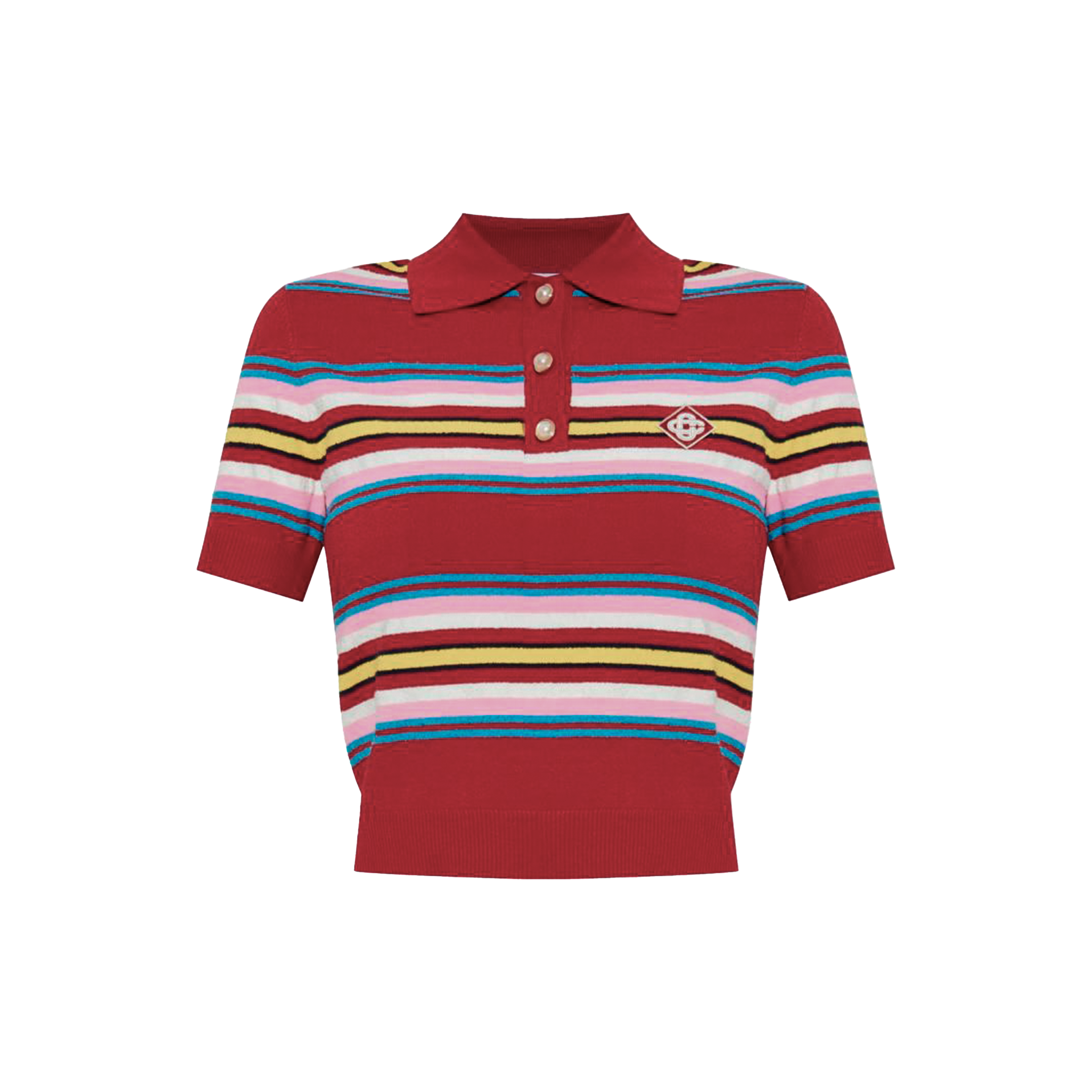 Camiseta Tipo Polo Rojo Casablanca Striped Pleated