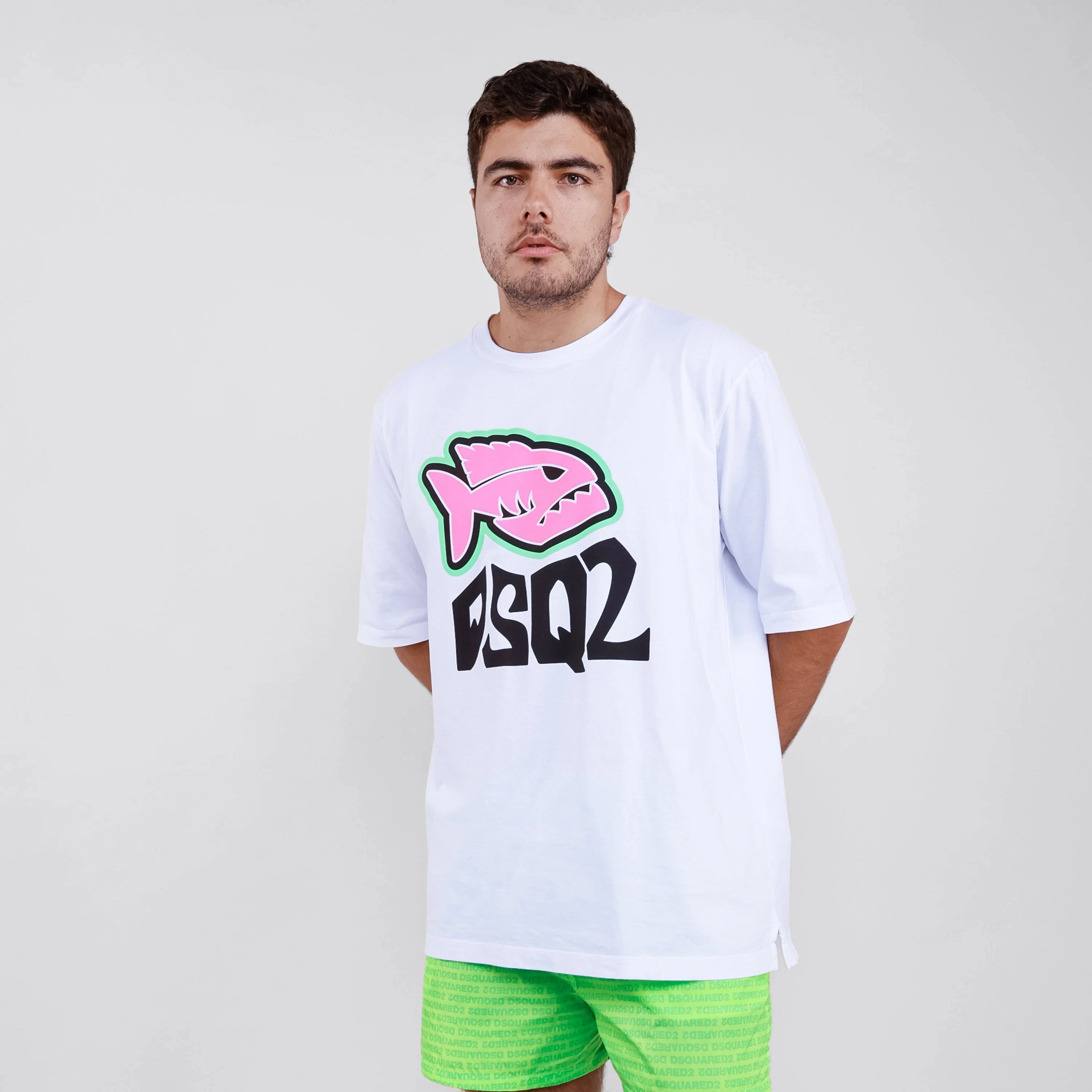 Pantaloneta Verde Dsquared2 Fluo Monogram