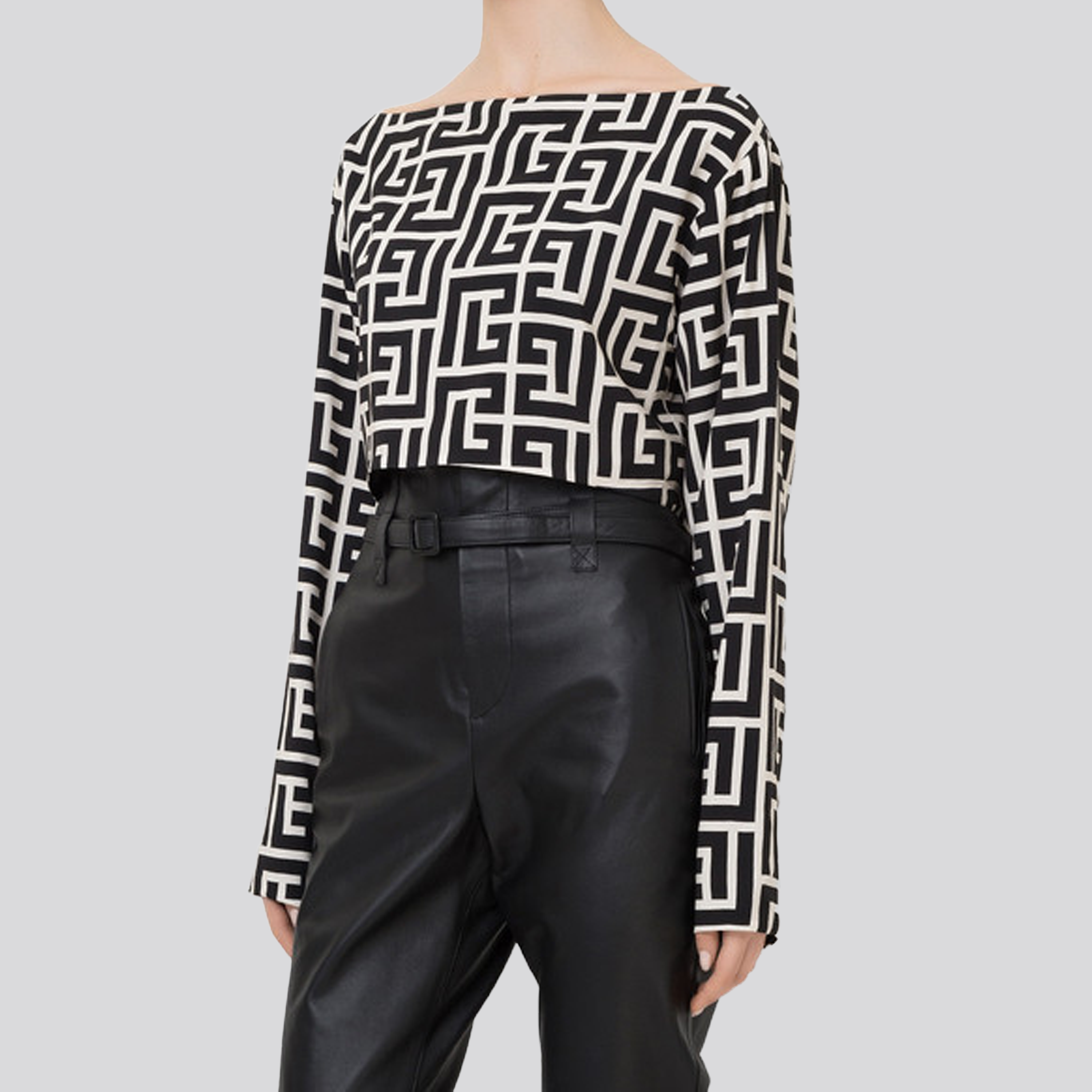 Top Negro Balmain Monogram Pattern