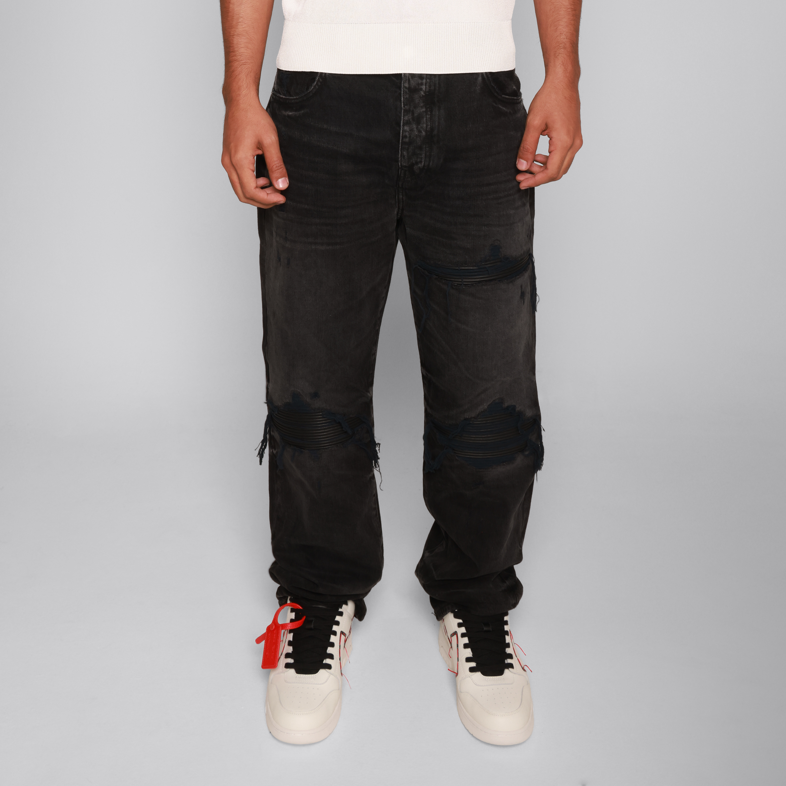 Jeans Negro AMIRI Leather Straight Mx1
