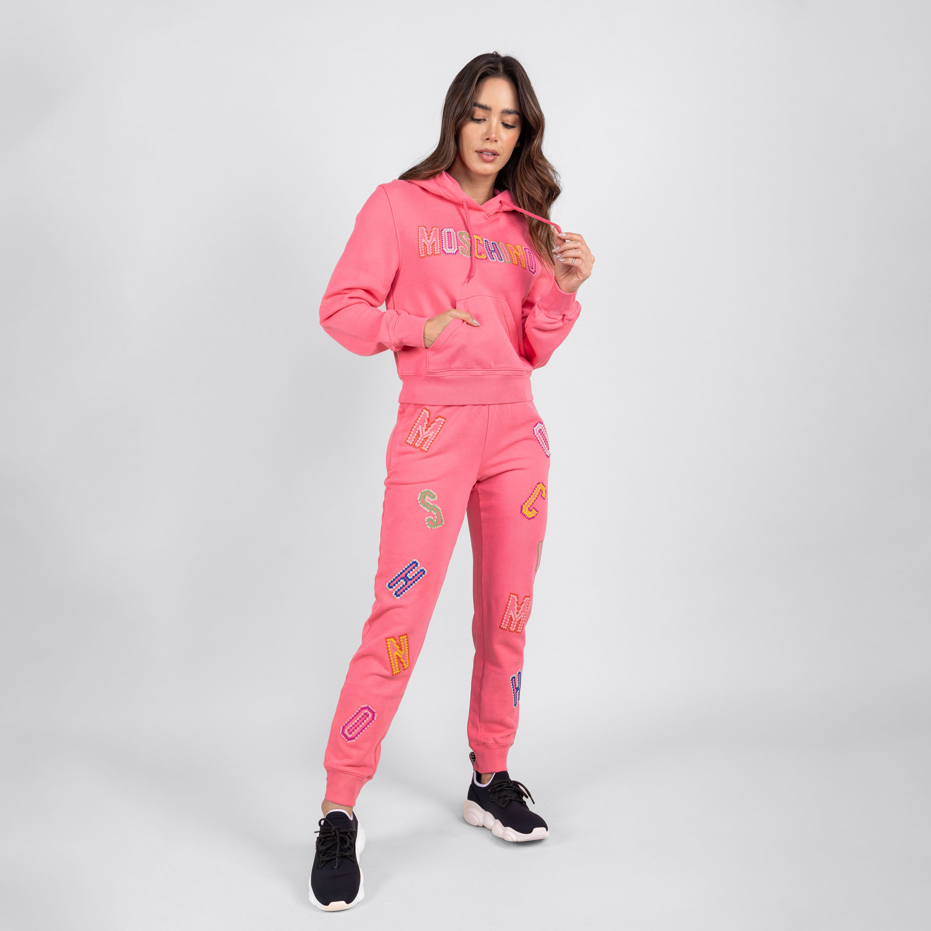 Buzo Tipo Hoodie Rosado Moschino Couture Multicolor Logo