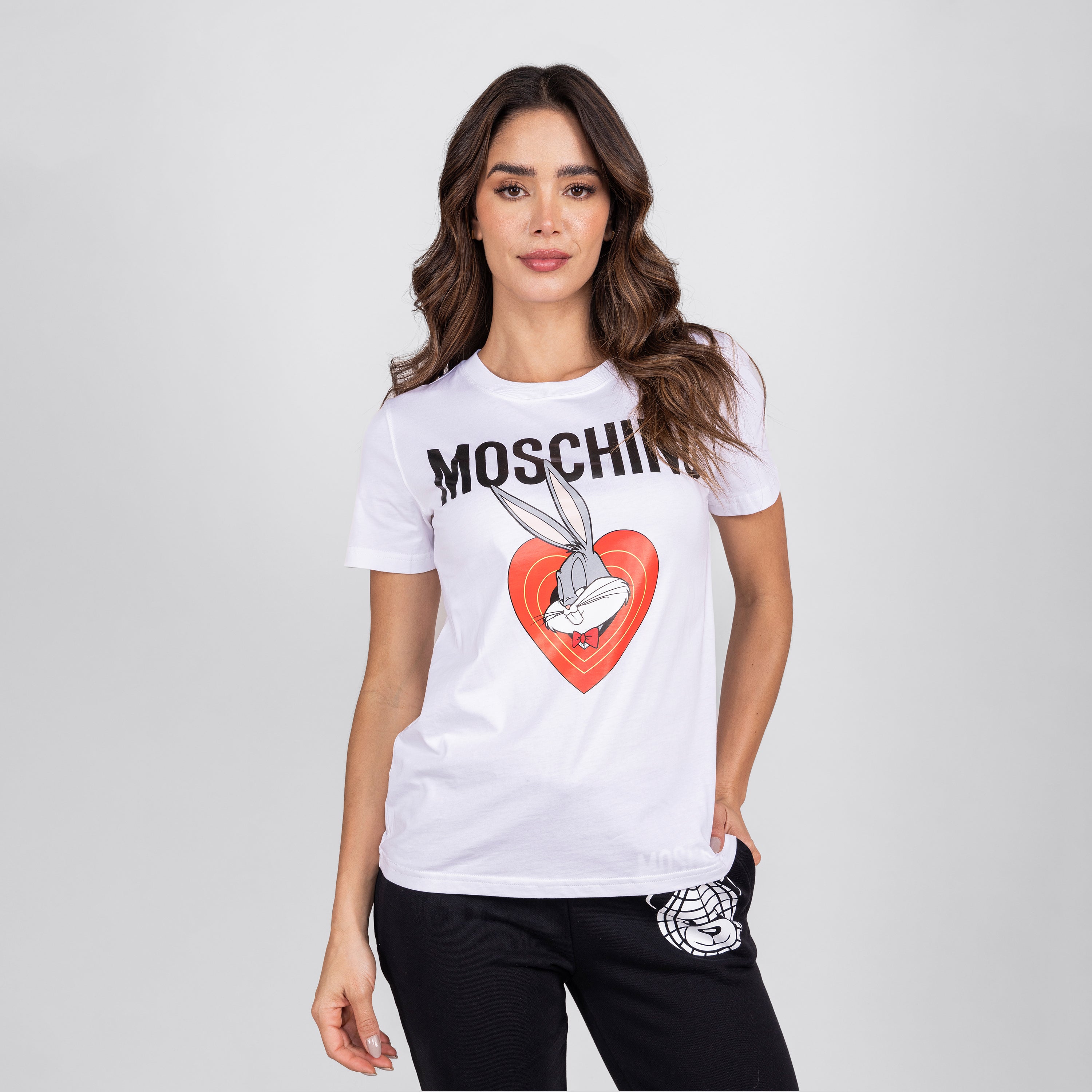 Camiseta Blanca Moschino Couture Heart Bad Bunny W