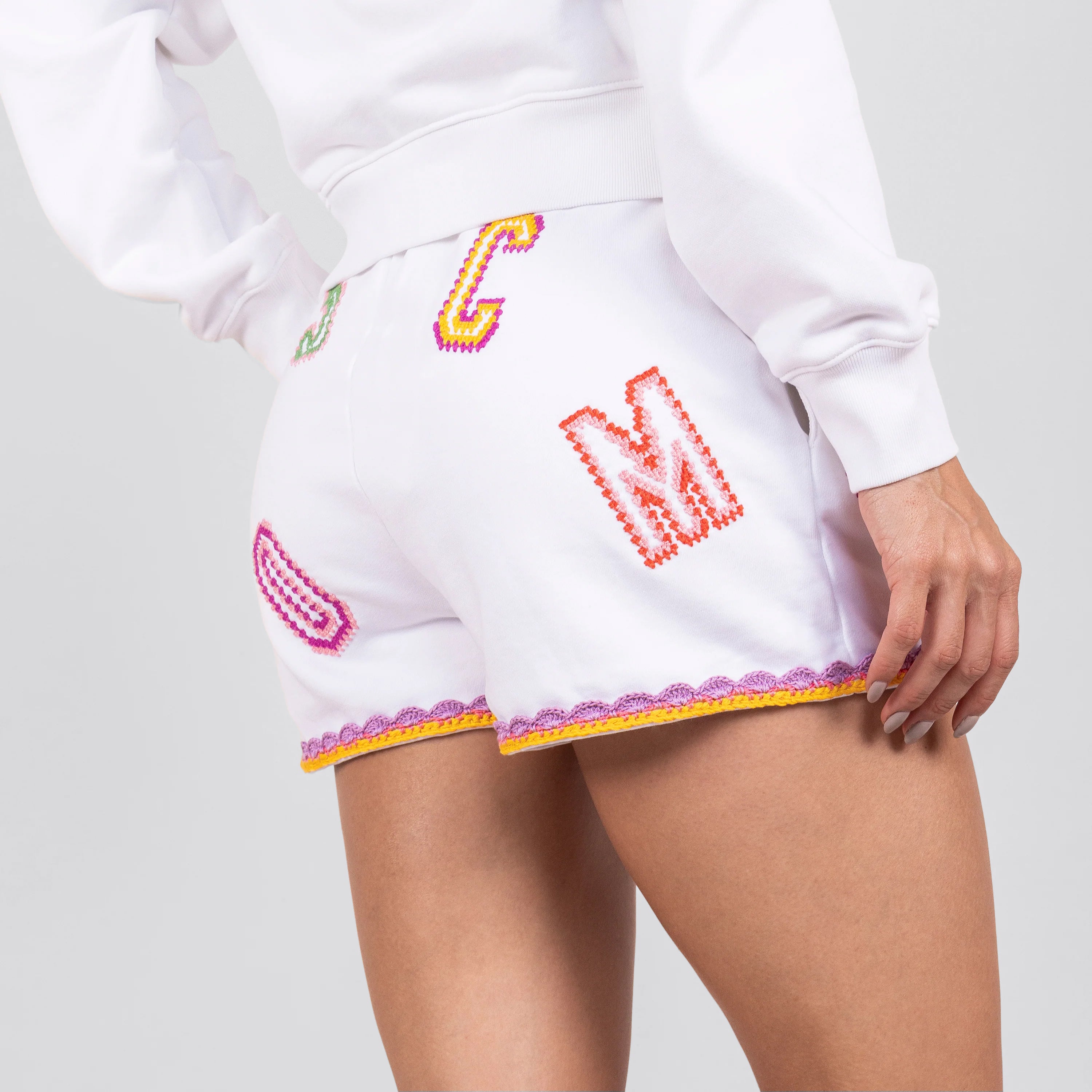 Short Blanco Moschino Couture Multicolor Letters
