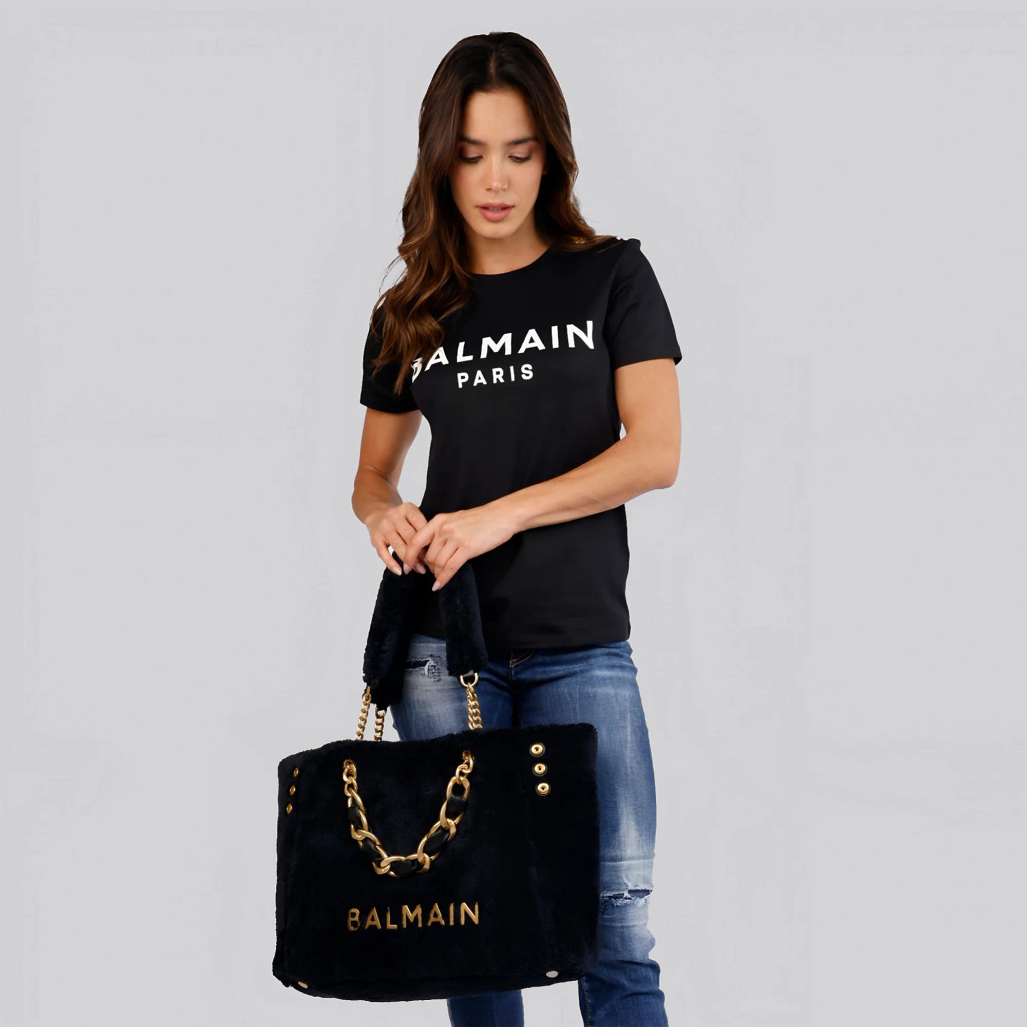 Cartera Negra Balmain 1945 Soft Cabas-Sponge