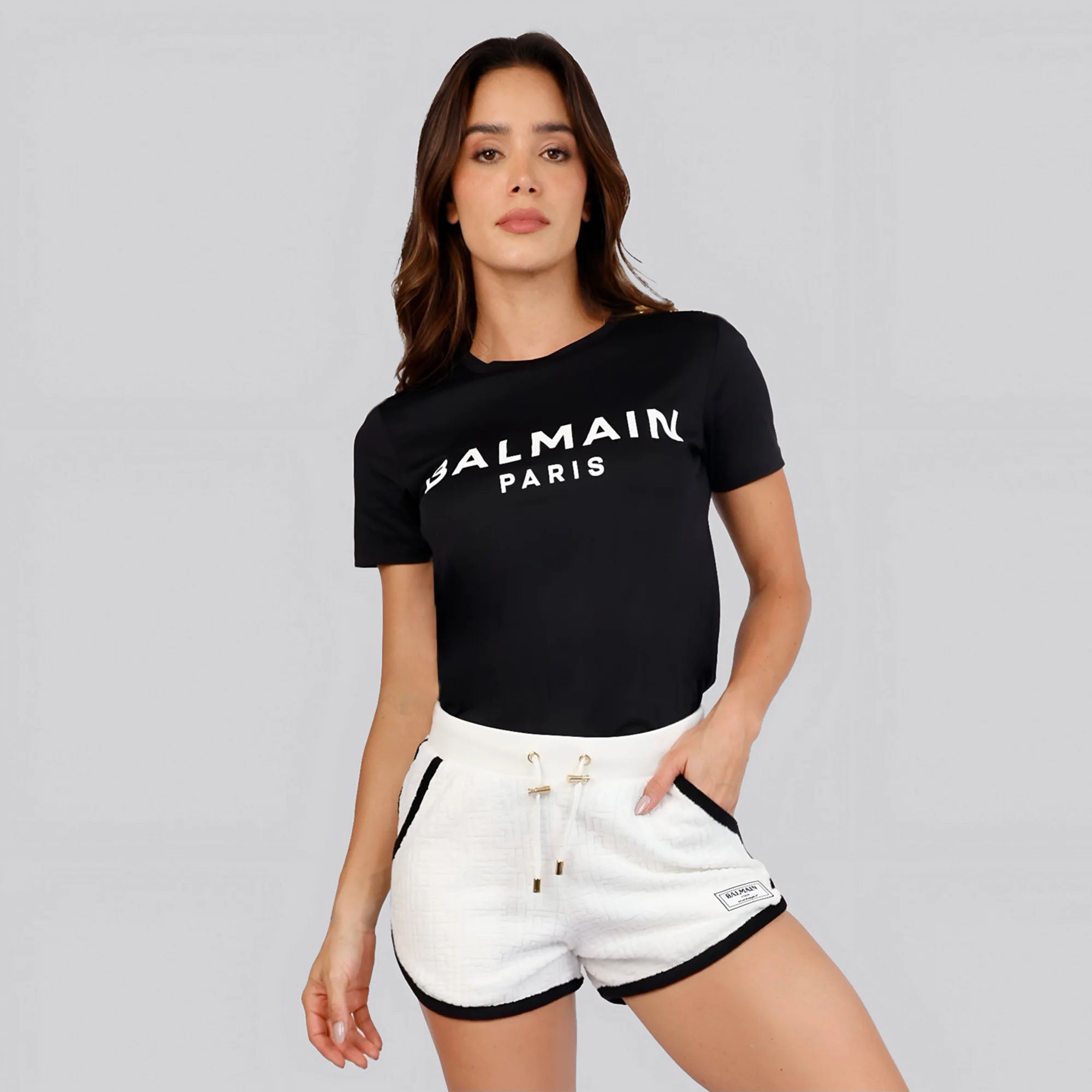 Short Blanco Balmain Monogram Sponge