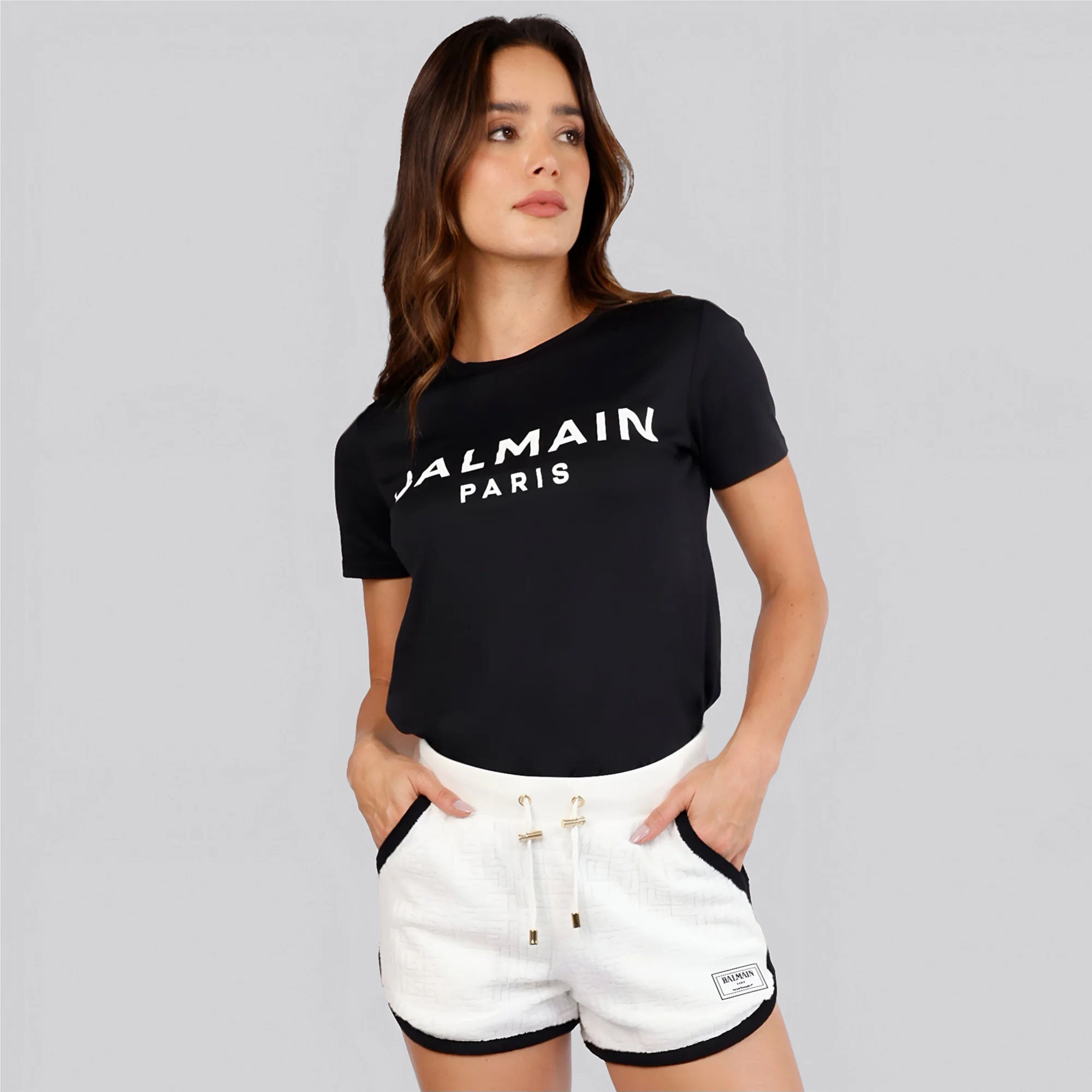Short Blanco Balmain Monogram Sponge