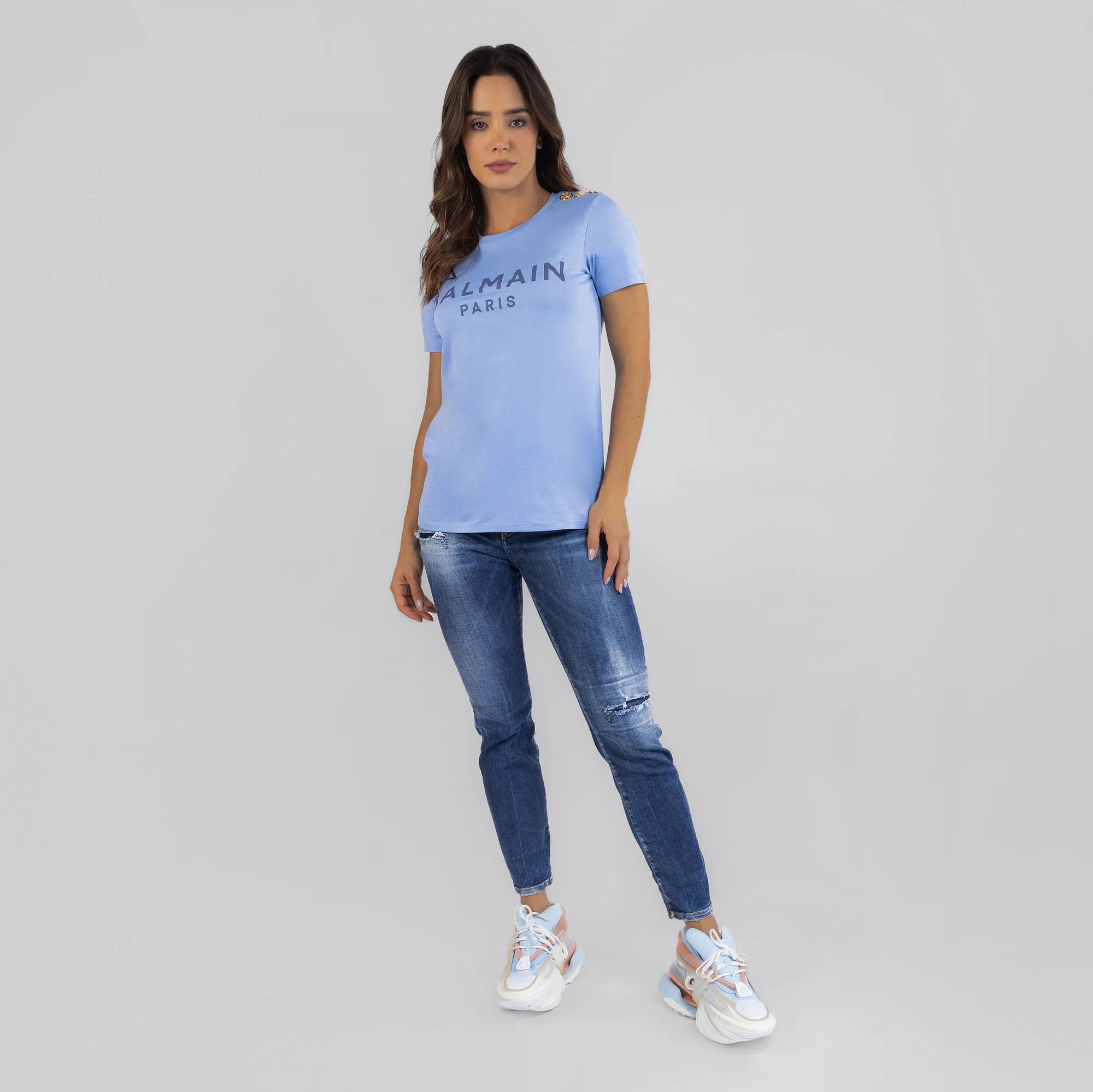 Sneakers Blanco Balmain Azul Cielo Unicorn