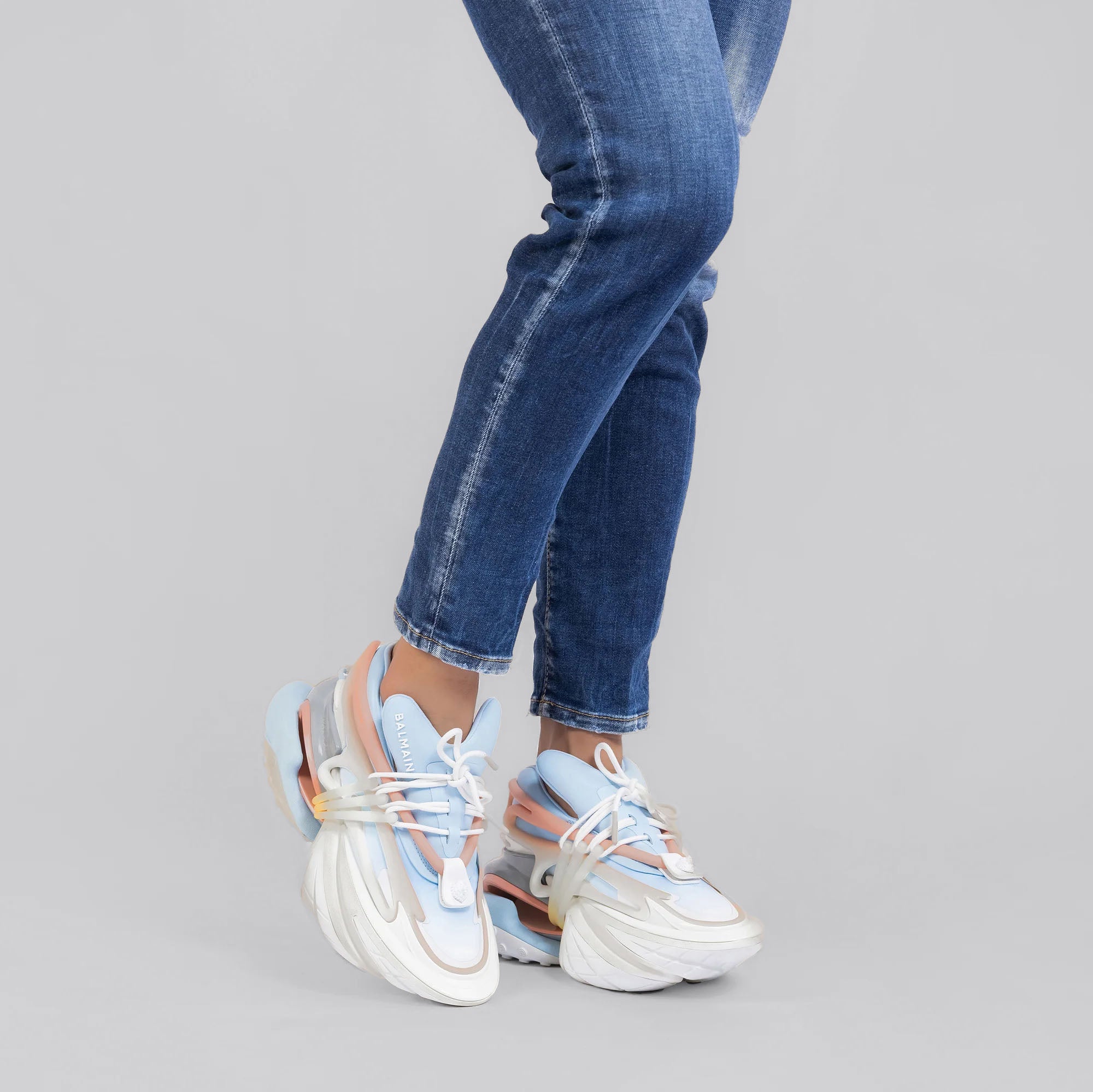 Sneakers Blanco Balmain Azul Cielo Unicorn