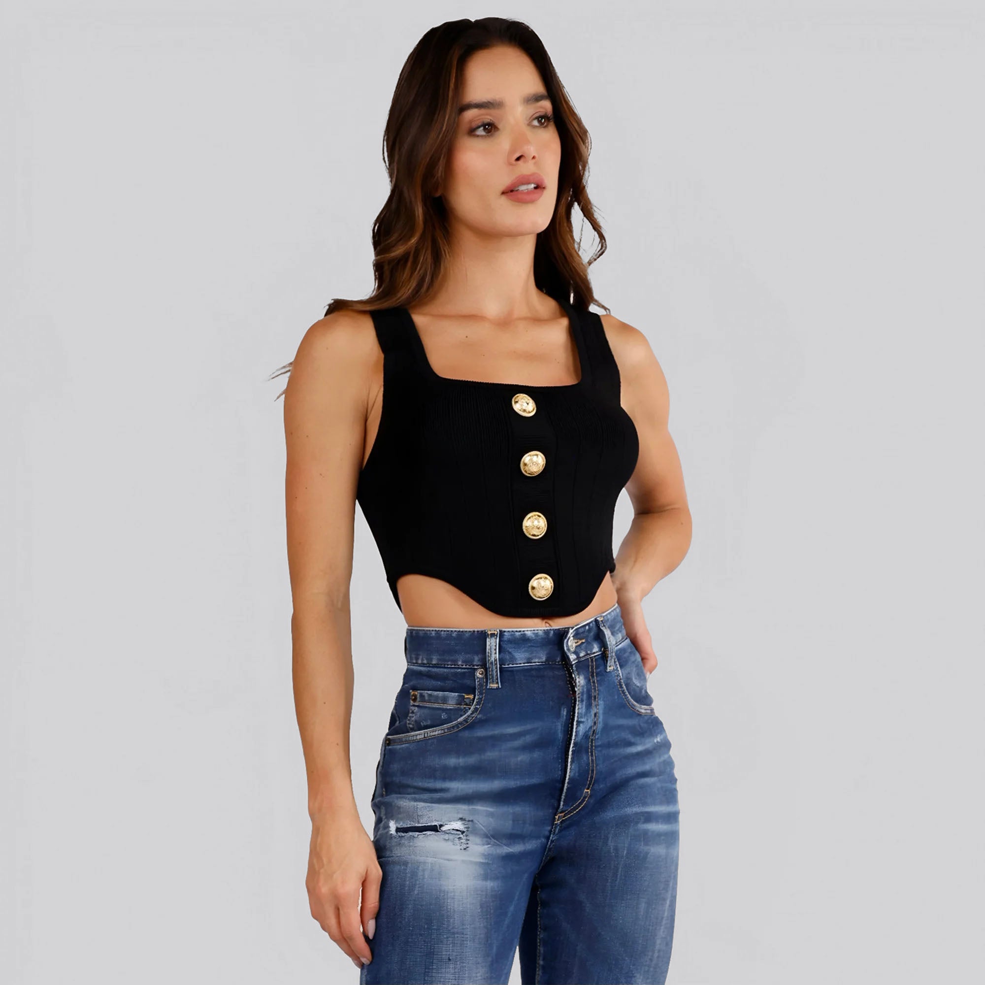 Top Negro Balmain Bra