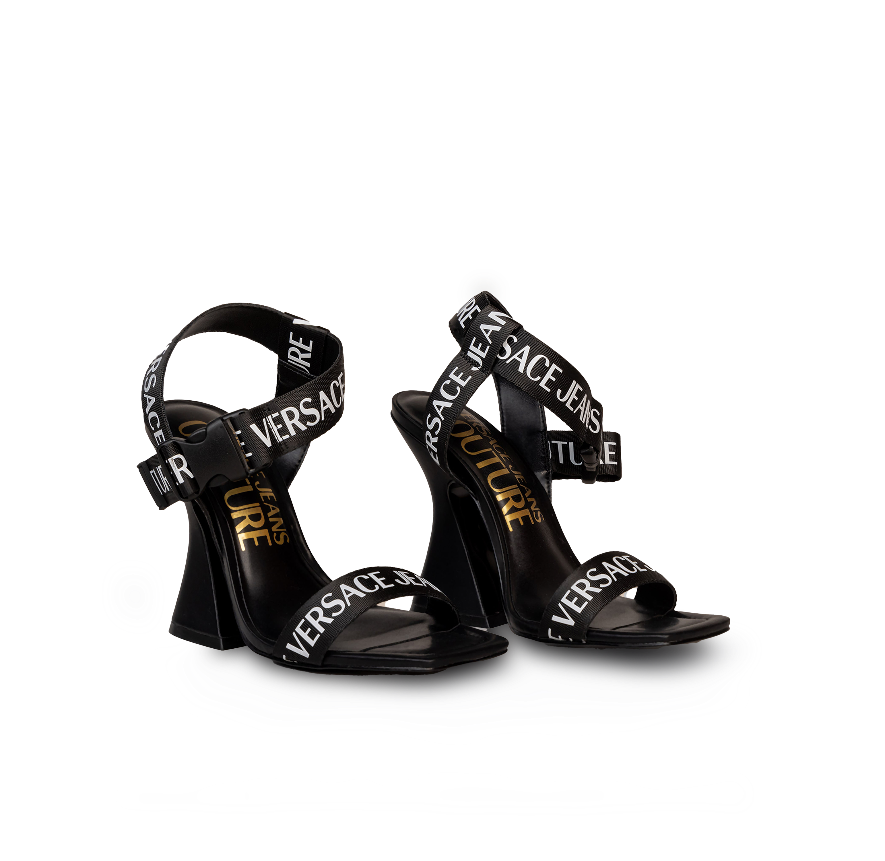 Tacones Negros Versace Couture Ribbon