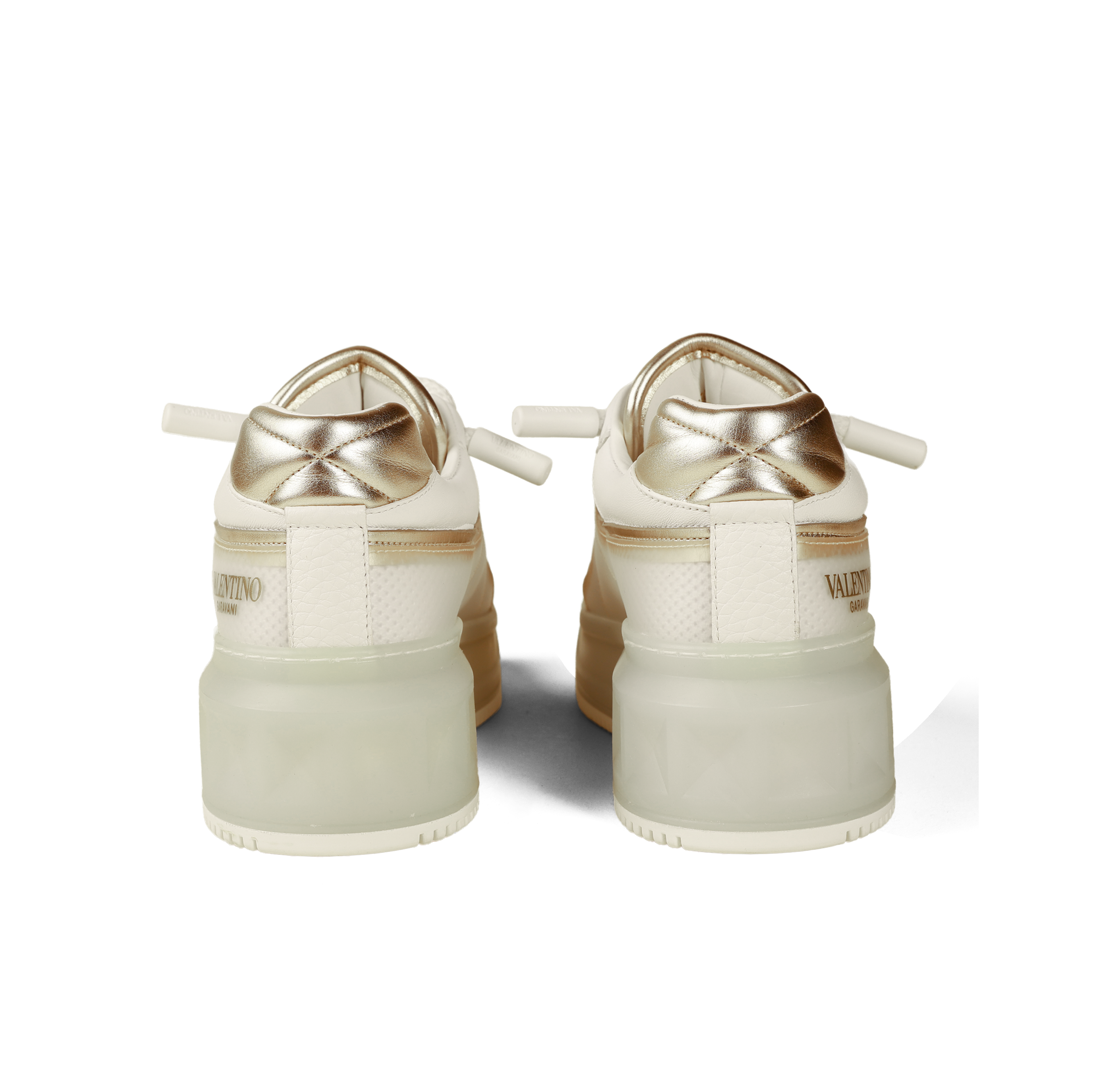 Sneakers White Gold Valentino Maxi Stud