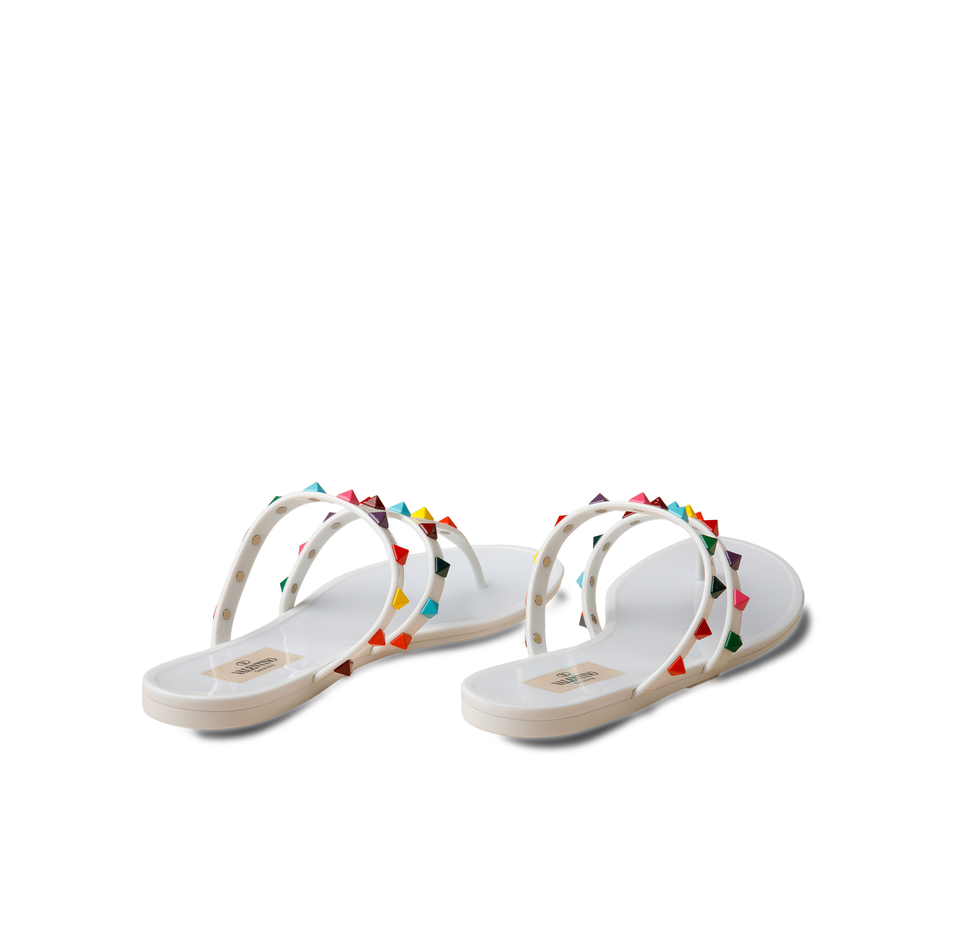 Sandalias Blancas Valentino Tachuelas Multicolor