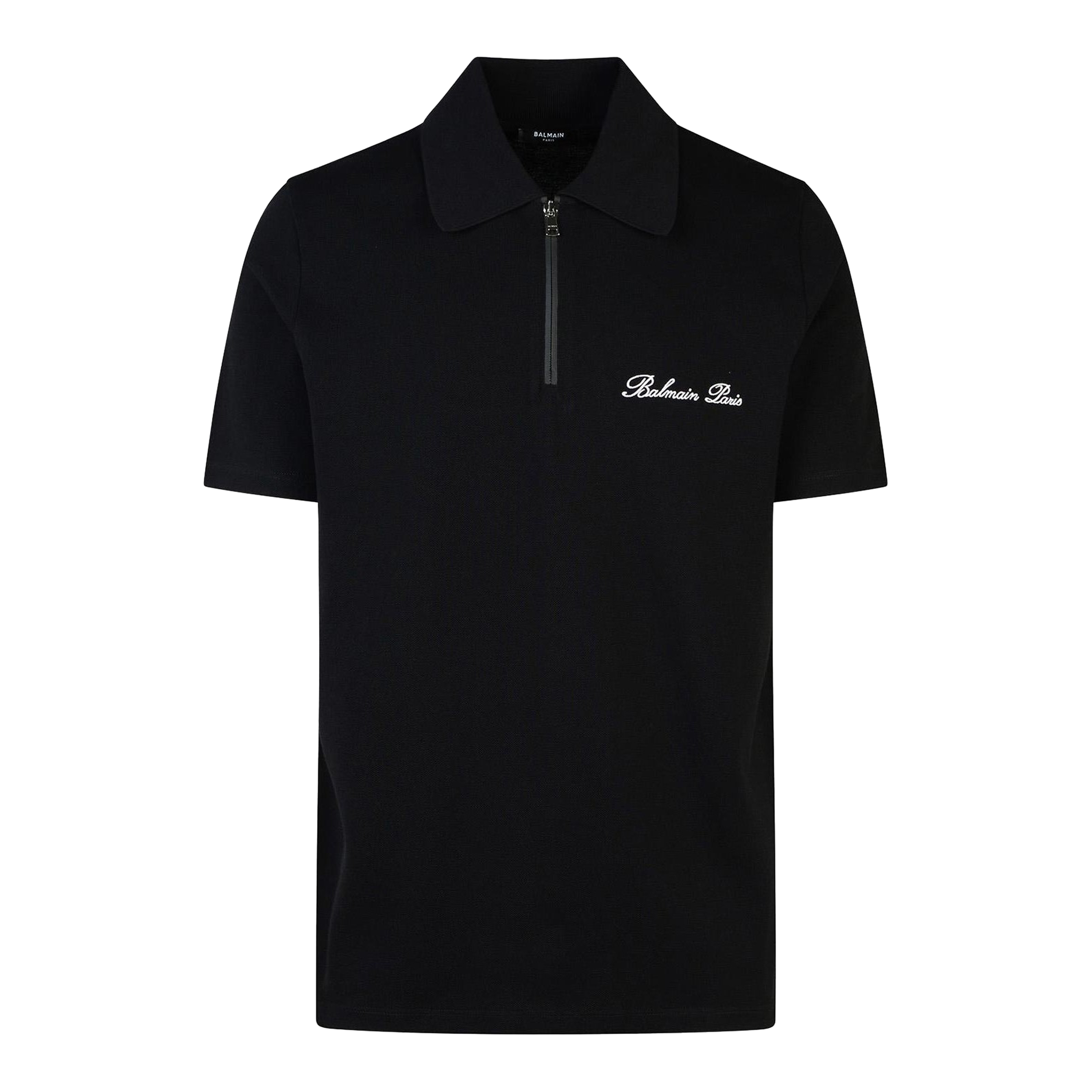 Camiseta Tipo Polo Negra Balmain Zipped