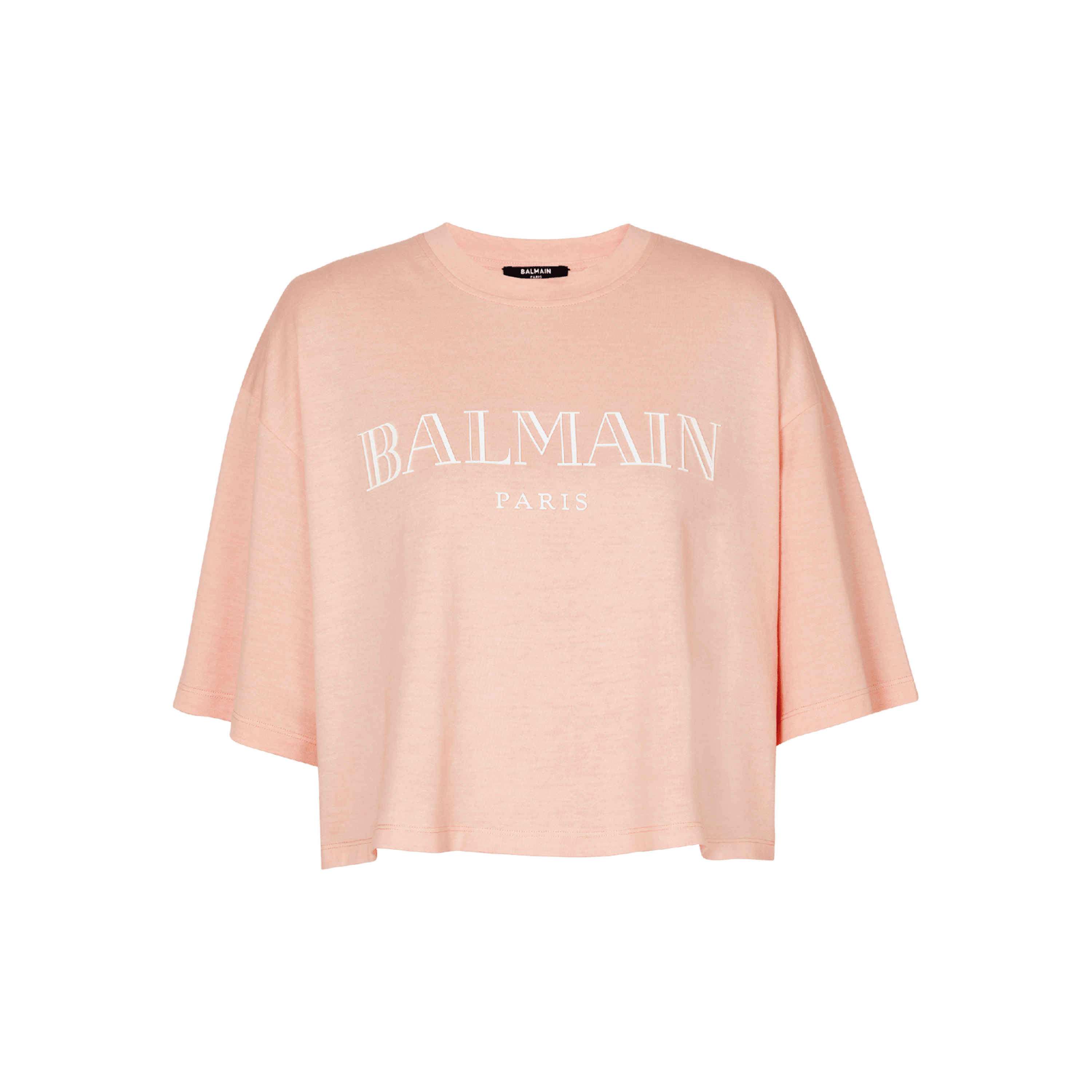 Camiseta Naranja Balmain Vintage Logo Cropped