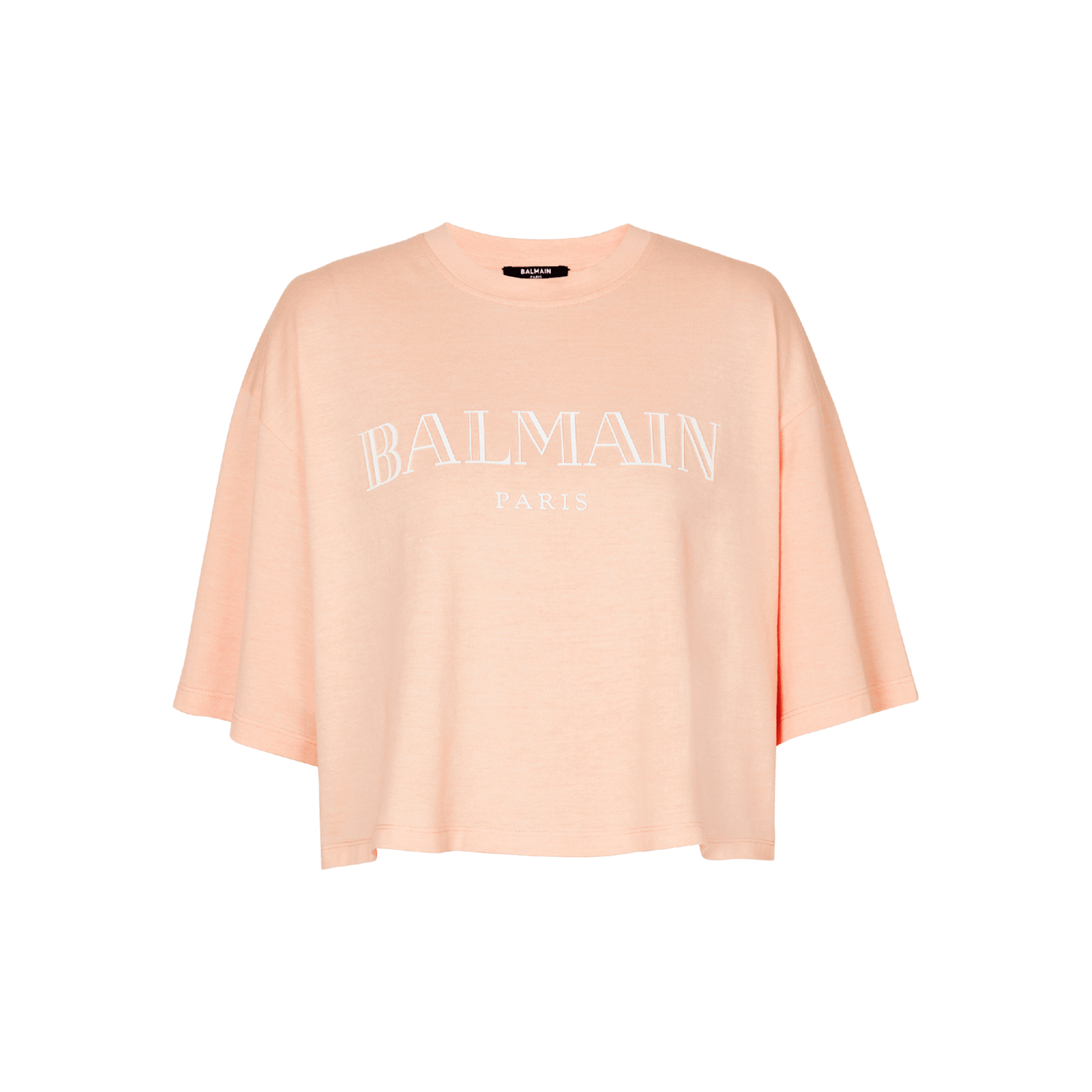 Camiseta Naranja Balmain Vintage Logo Cropped