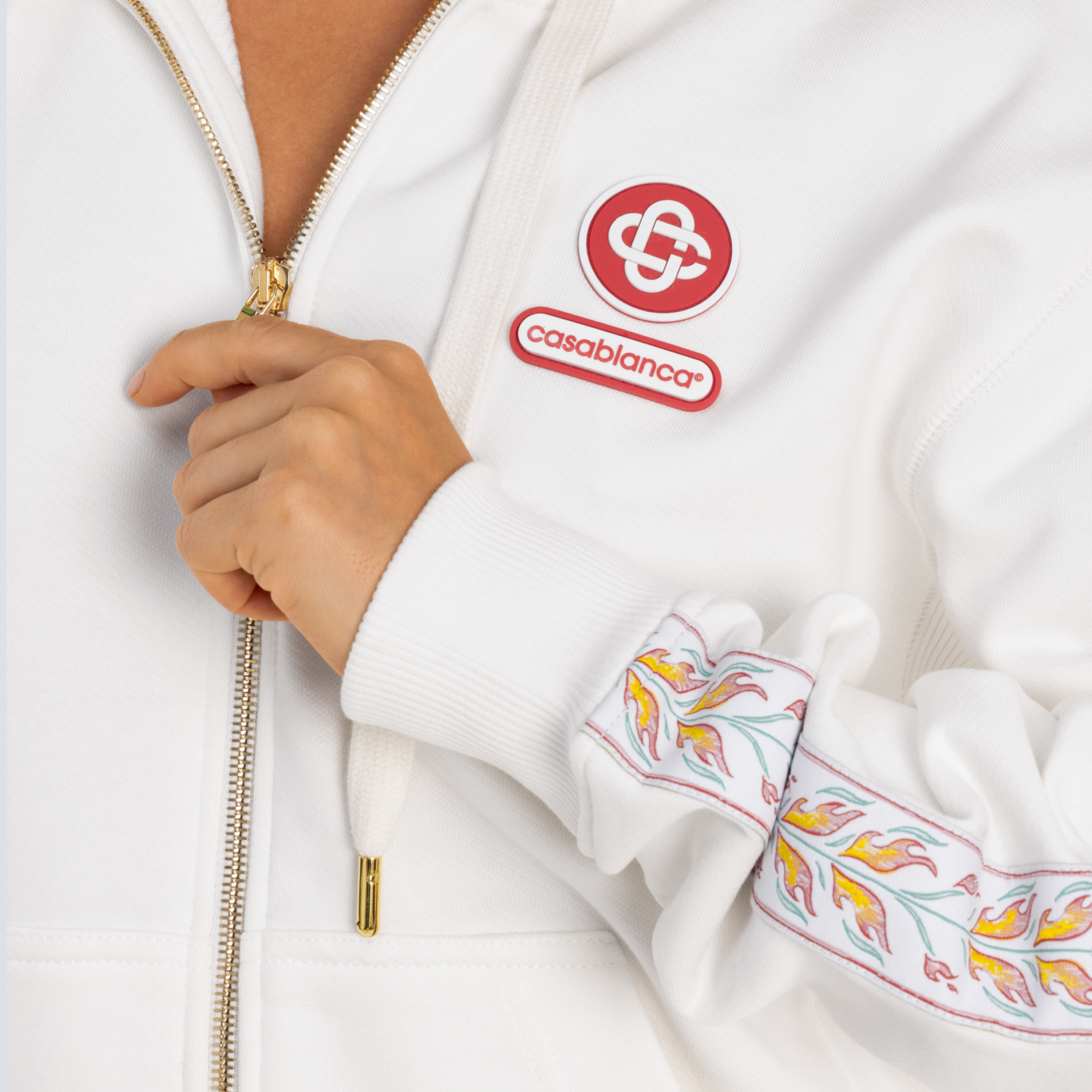 Chaqueta Blanca Casablanca Flame Laurel Tape Zip
