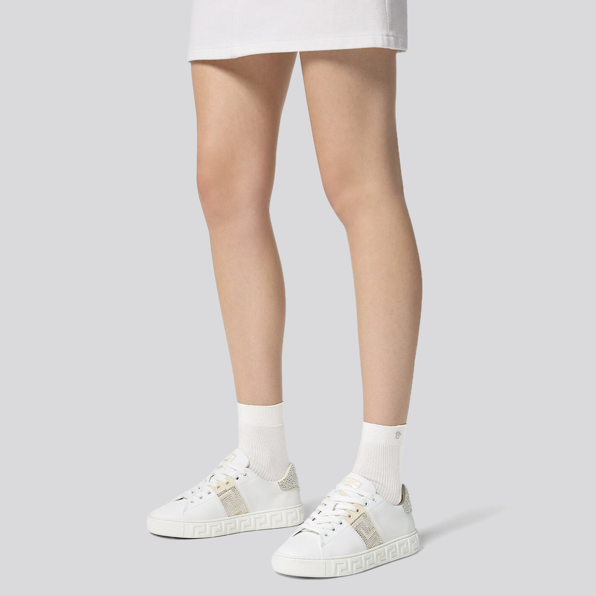 Sneakers Blancos Versace Greca Rhinestones