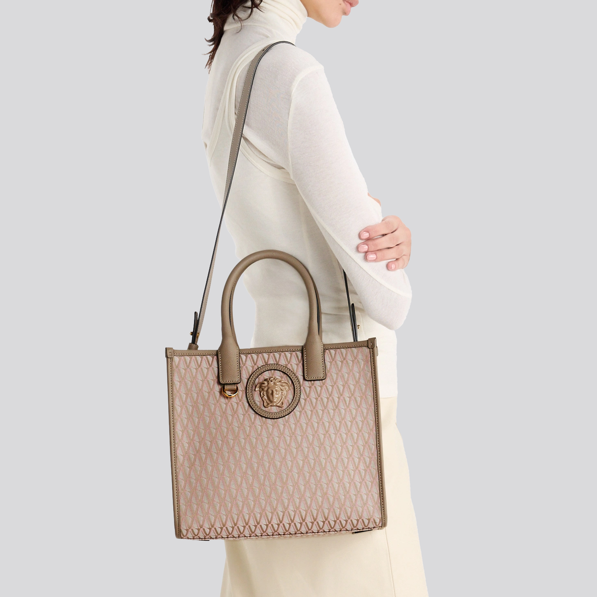 Cartera Amarilla Versace V Jacquard Tote