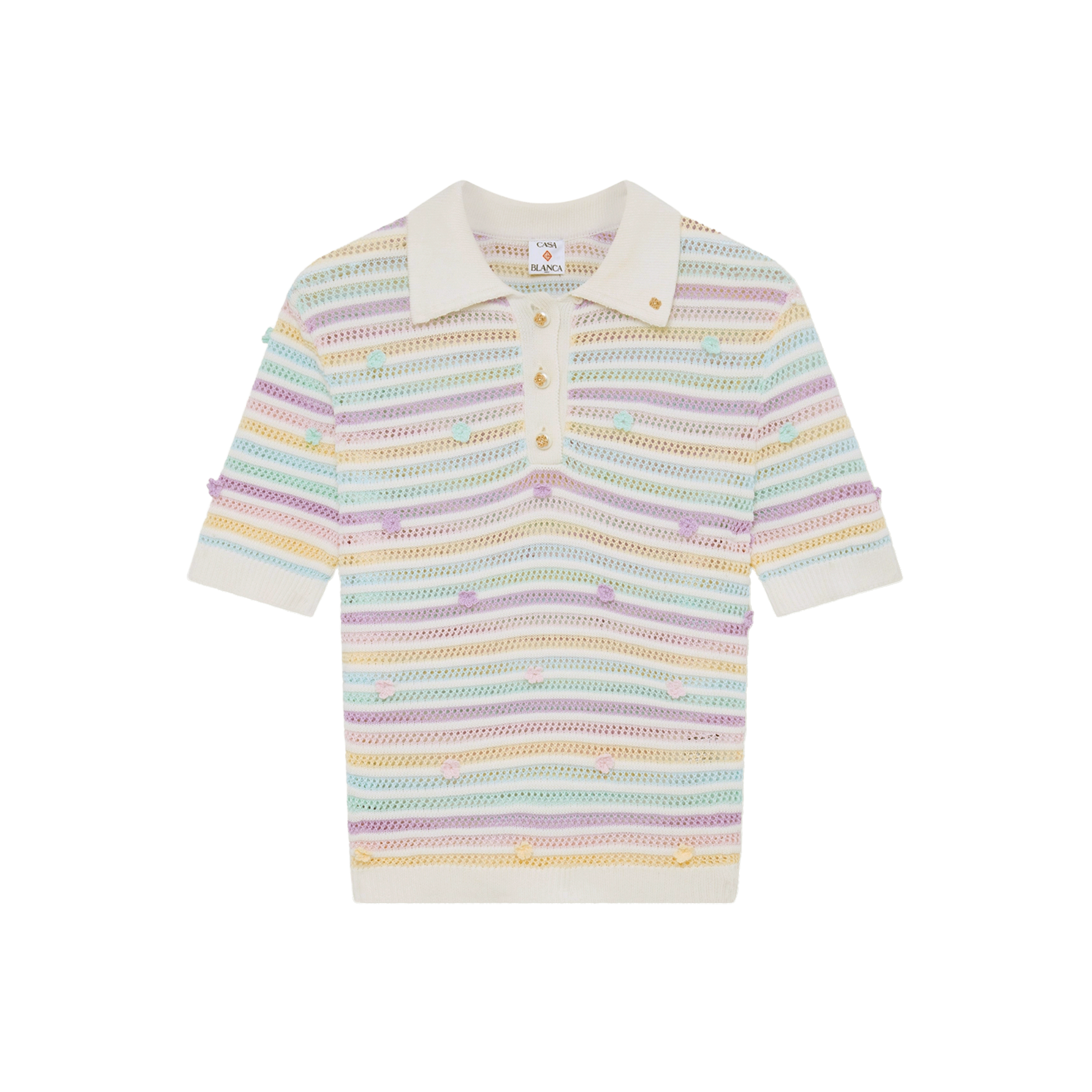 Camiseta Tipo Polo Multicolor Casablanca Flower Crochet