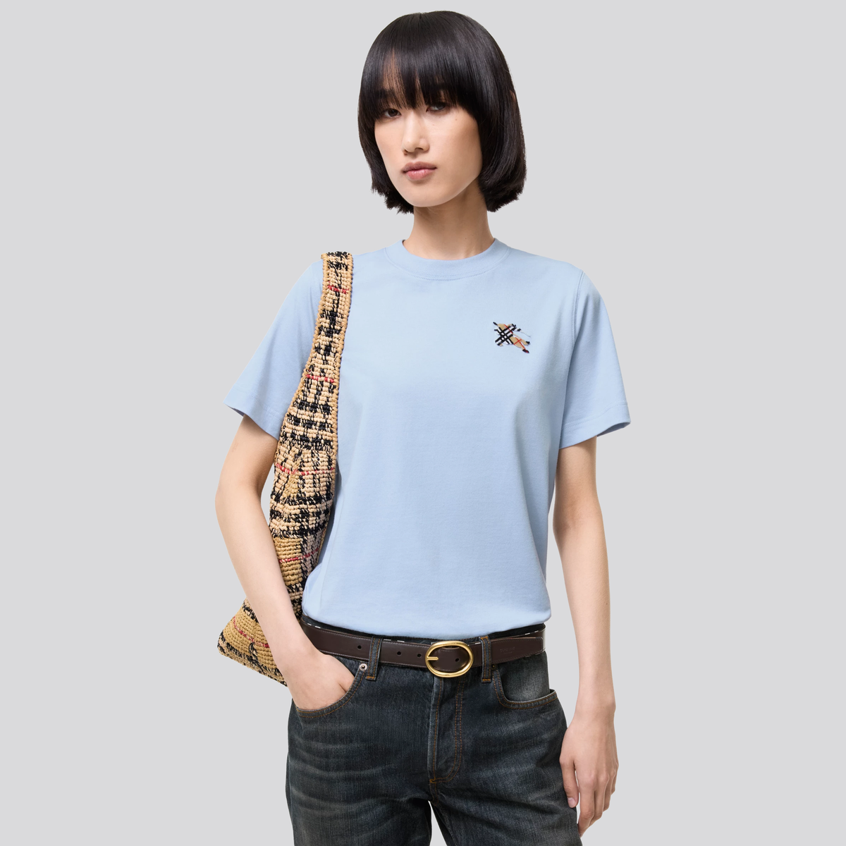 Camiseta Azul Burberry Horse Chest Patch