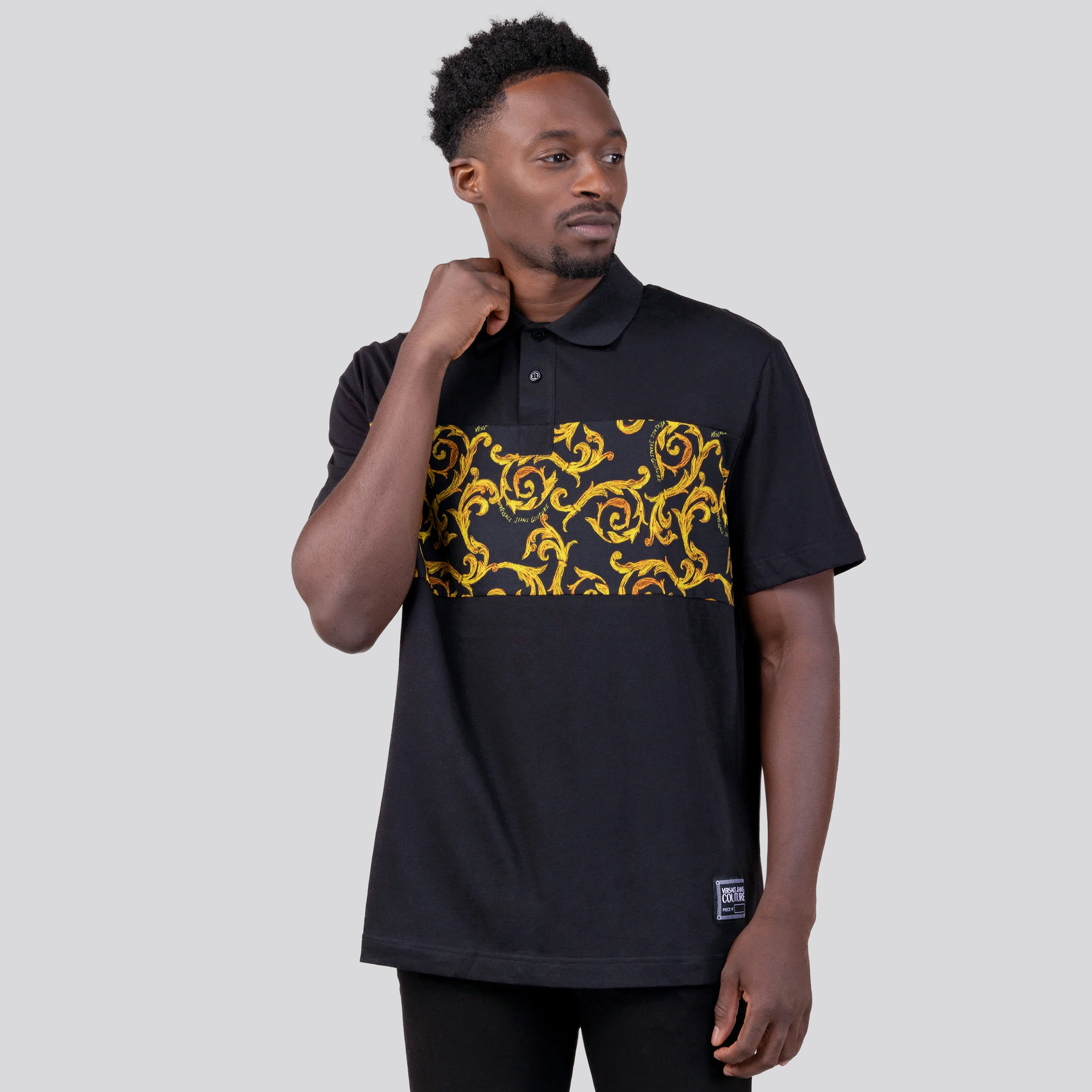 Camiseta Tipo Polo Negra Versace Couture Baroque