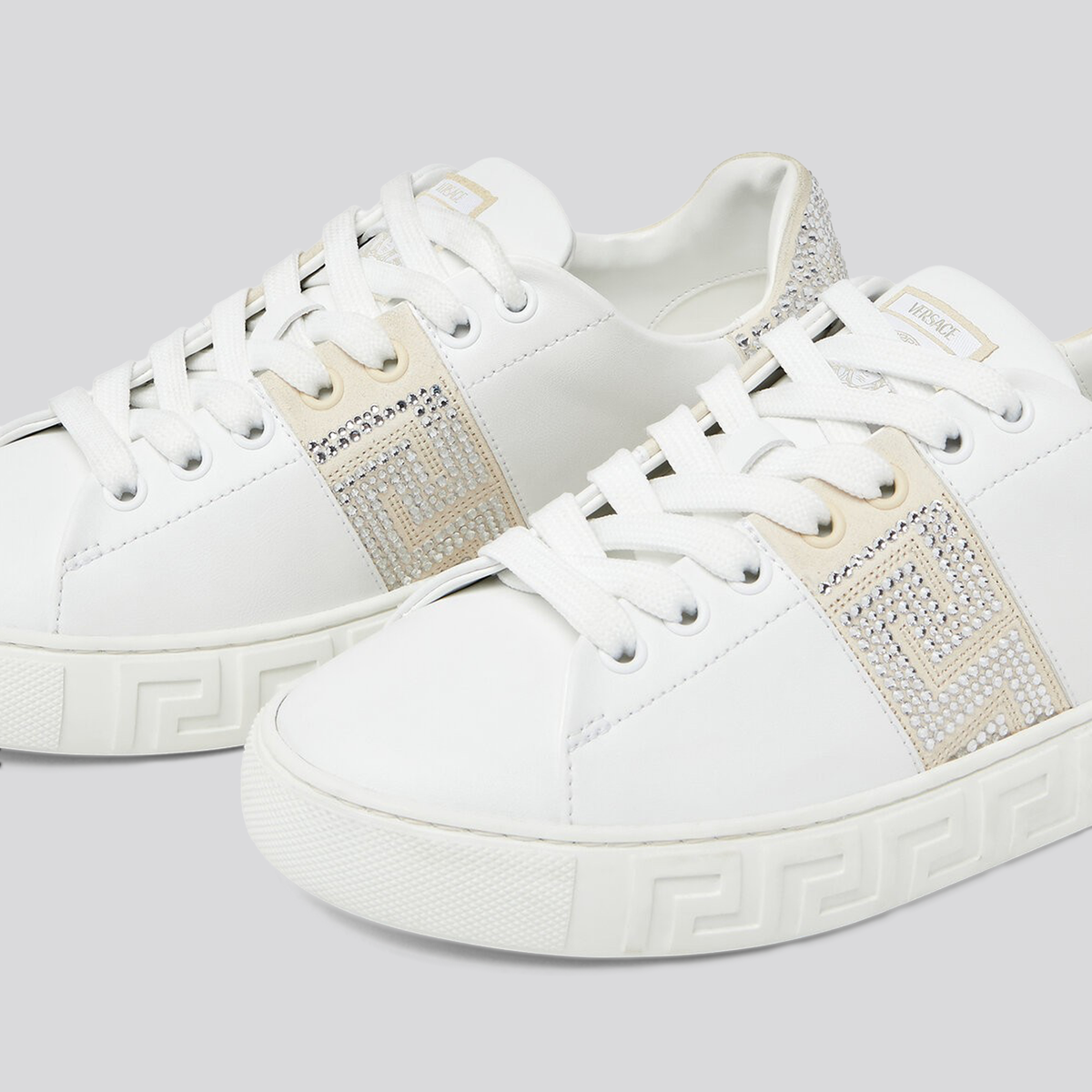 Sneakers Blancos Versace Greca Rhinestones