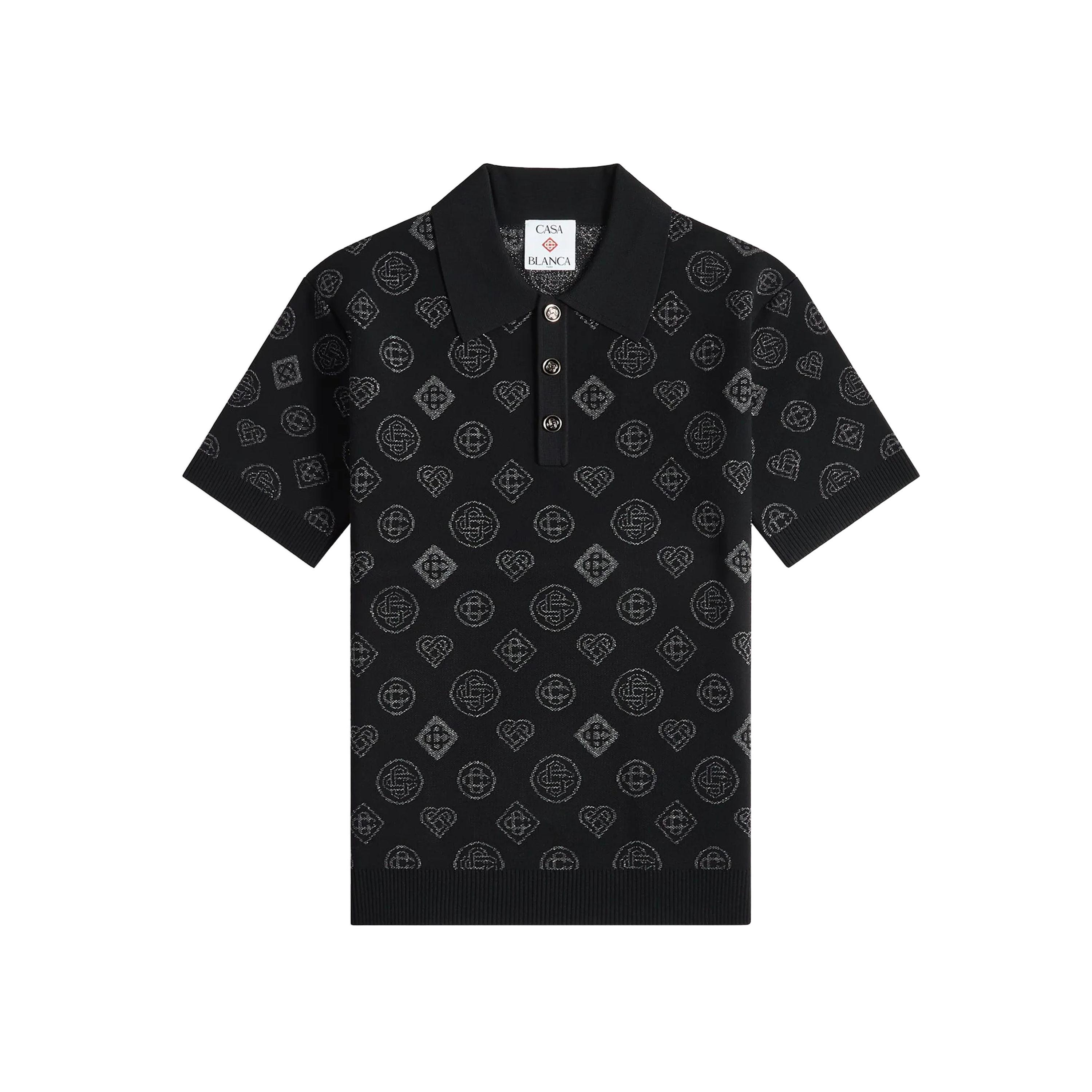Camiseta Tipo Polo Negro Casablanca City Jacquard