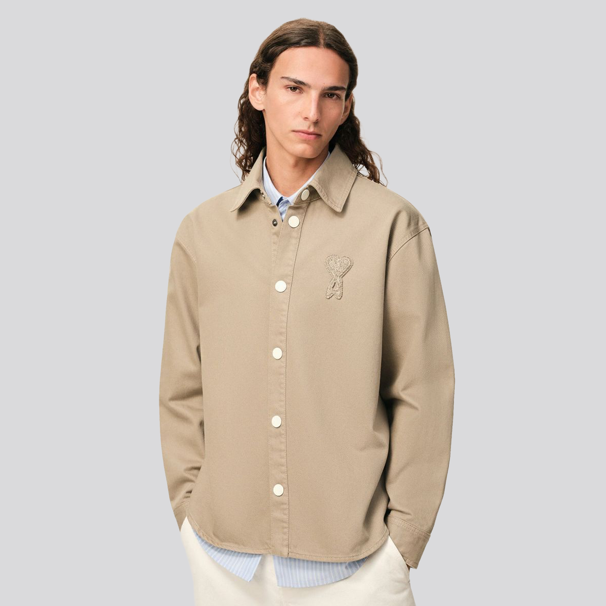 Camisa Beige Ami Paris Coeur