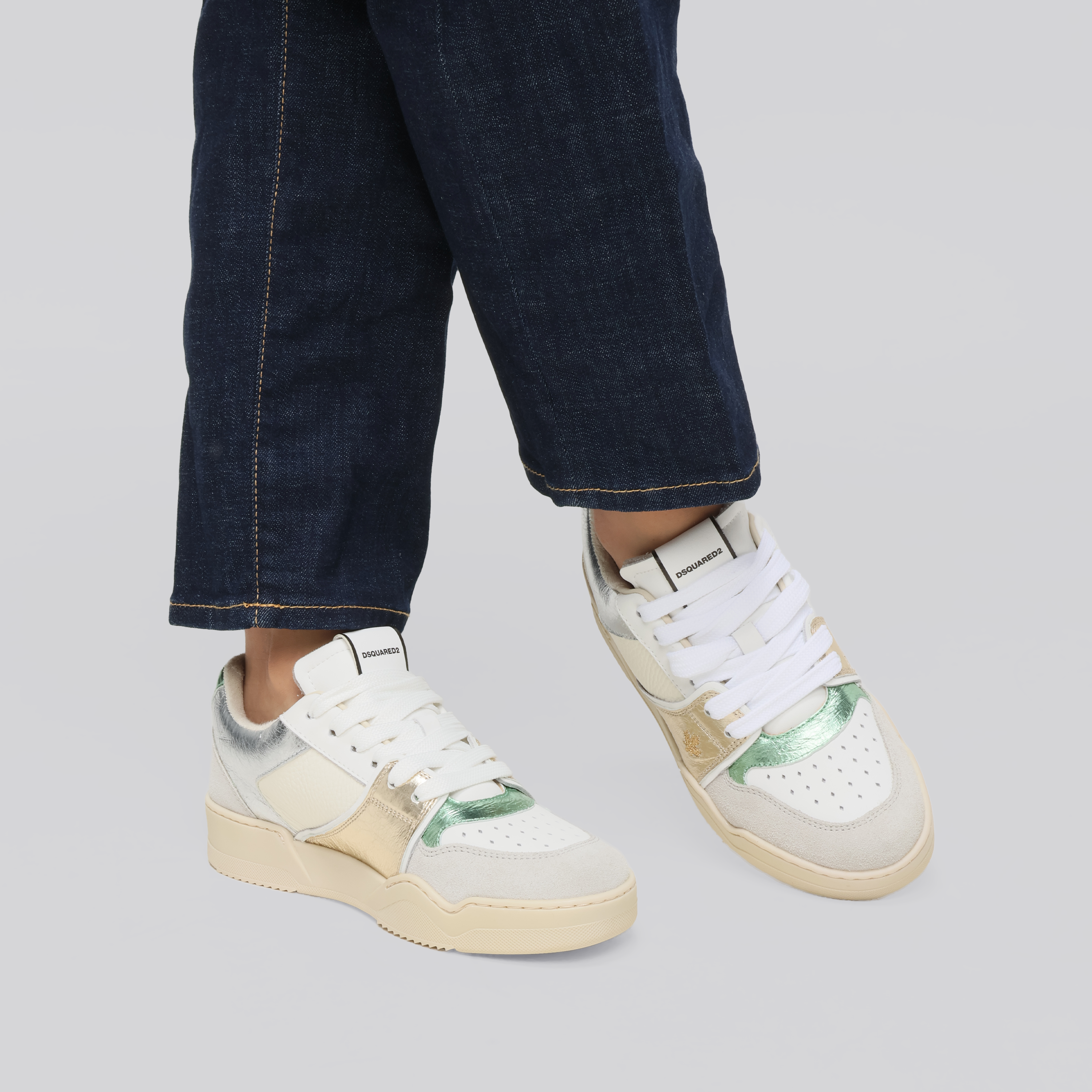 Sneakers Blancos Verde Dsquared2 Spiker