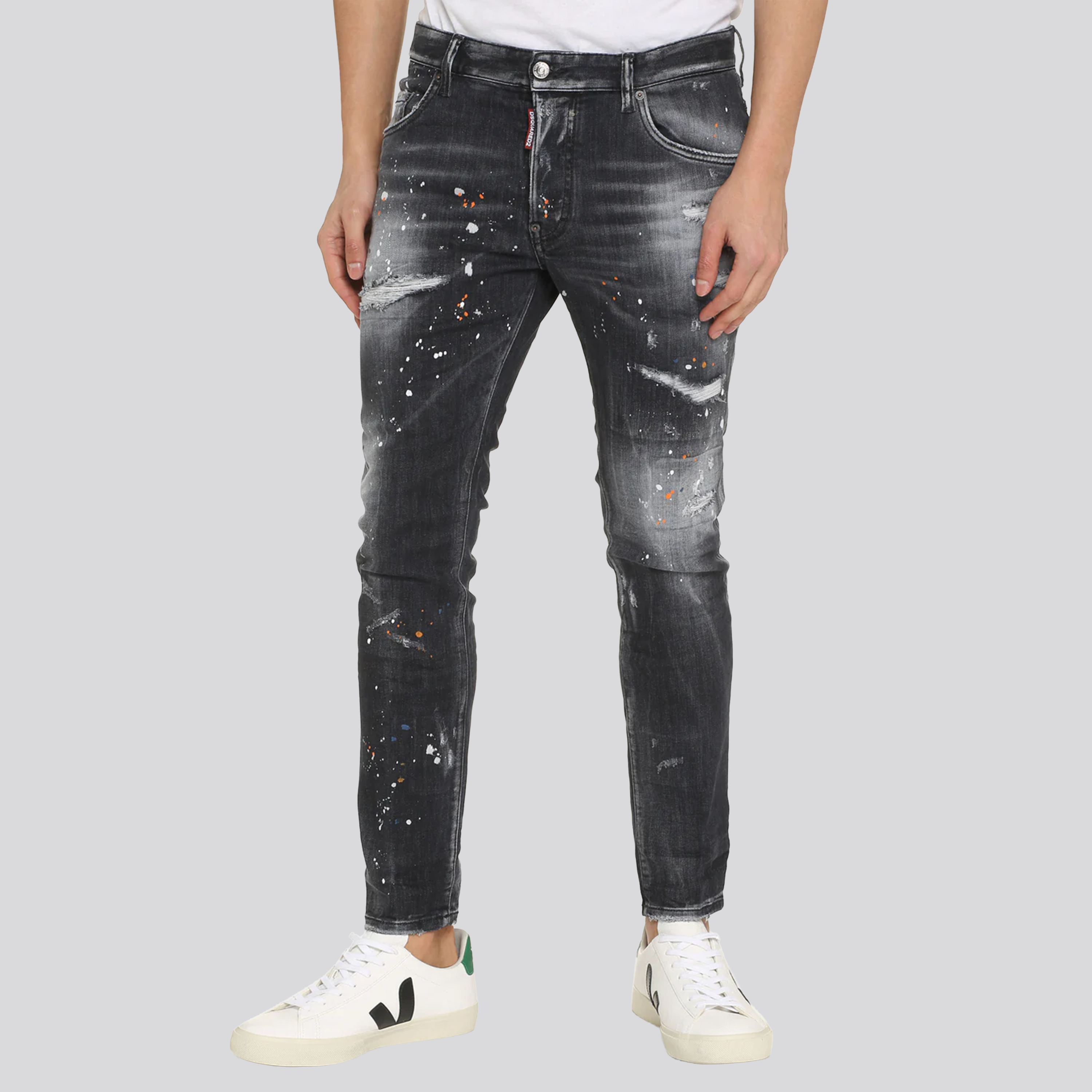 Jeans Negro Dsquared2 Skater Orange Paints