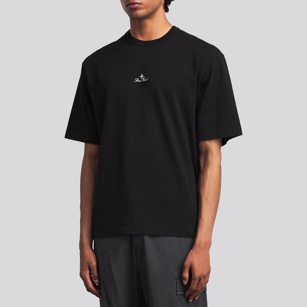 Camiseta Negra Stone Island Embroidered